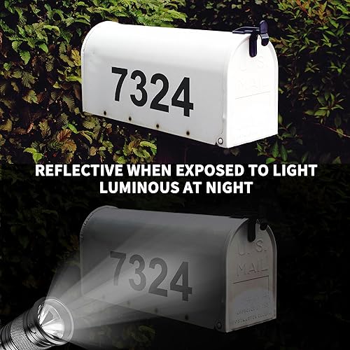 Miniatura 10 de HIQU and HIST Reflective Mailbox Numbers, 4 Sets Large 0-9 Self Adhesive Number Stickers, Address Numbers for Outside, House, Trash Cans, Cars, Door