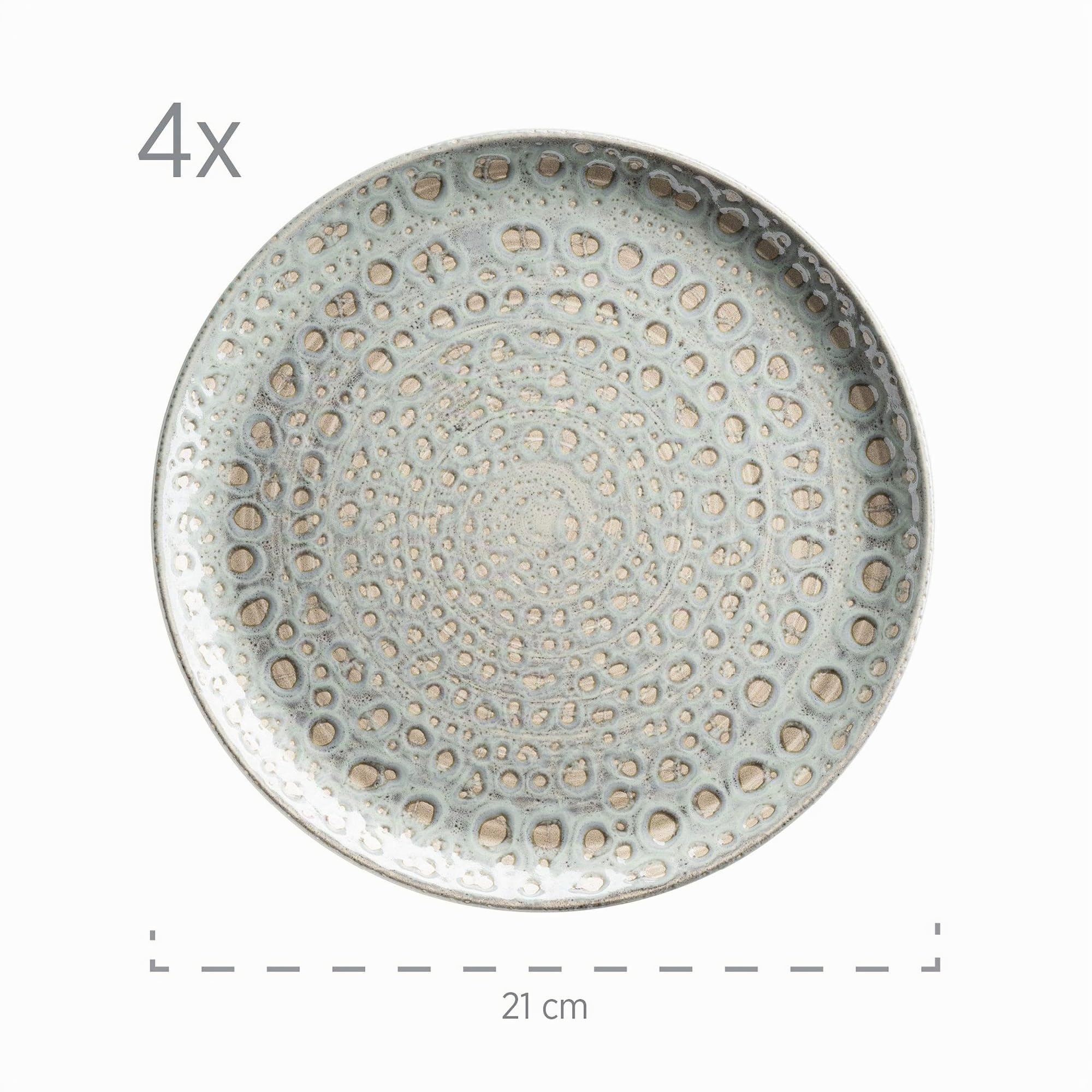MÄSER 931744 Serie Spicy Market, Handbemaltes Geschirr Set für 4 Personen in mediterranem Vintage Design, 16-teiliges Kombiservice aus Keramik, Grün, Steingut