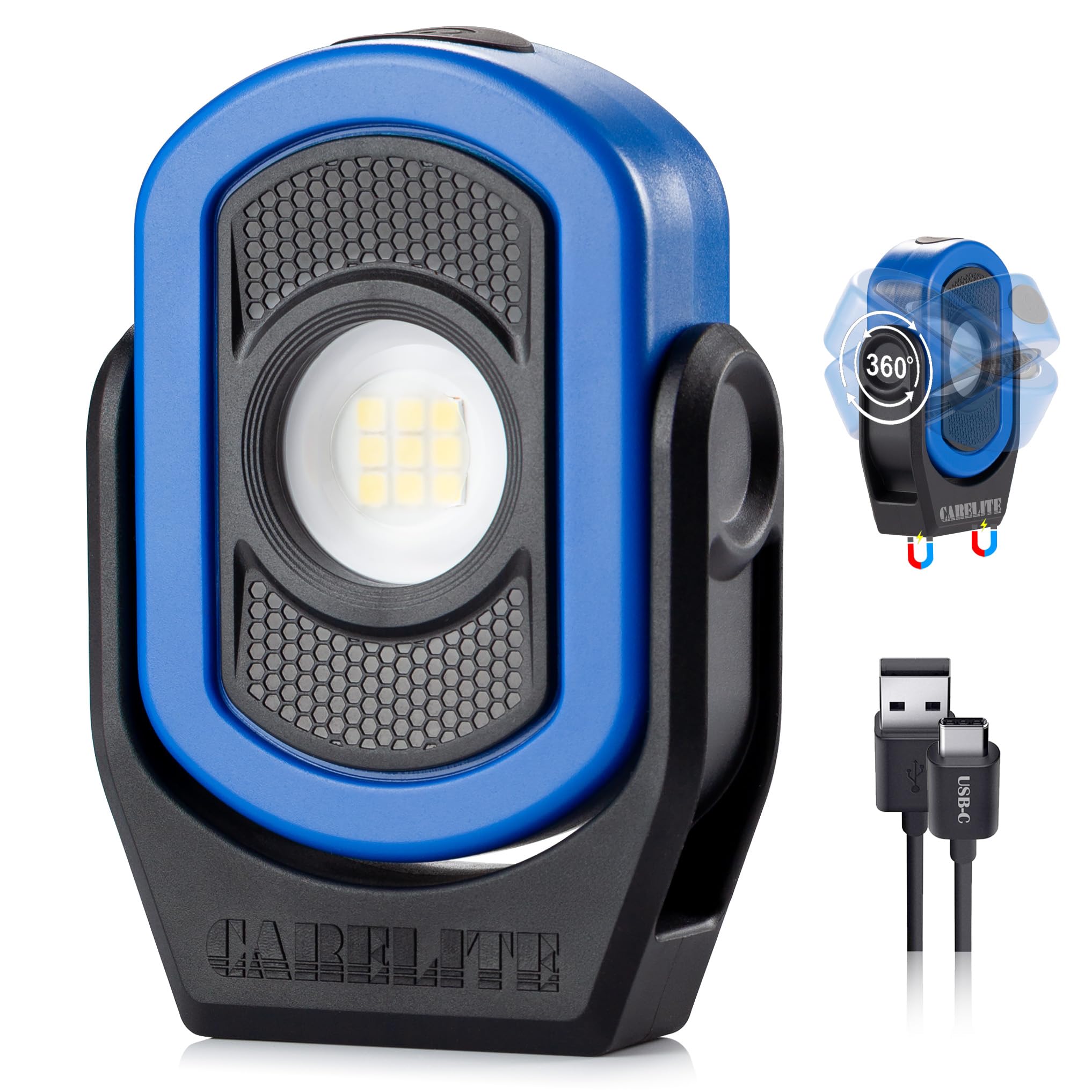 Magnetic Work Light – 780 Lumen Compact Pocket Light, Rechargeable 3000mAh, 360° Pivot, Durable & Portable for Mechanics & Jobsites (Blue, 1 Pack)