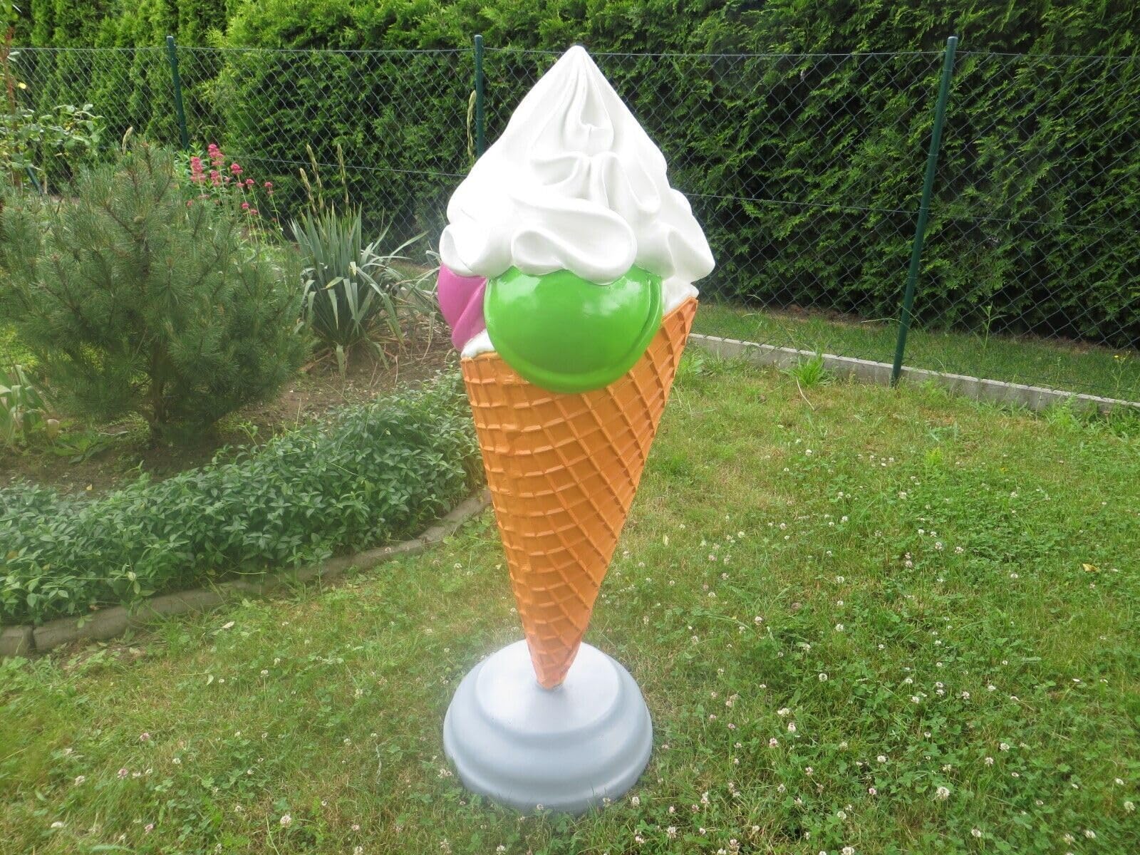 XL Eistüte 3 EIS Kugel m. Sahne 140 cm hoch +Ständer Deko Werbefigur EIS Werbung inkl. Spedition