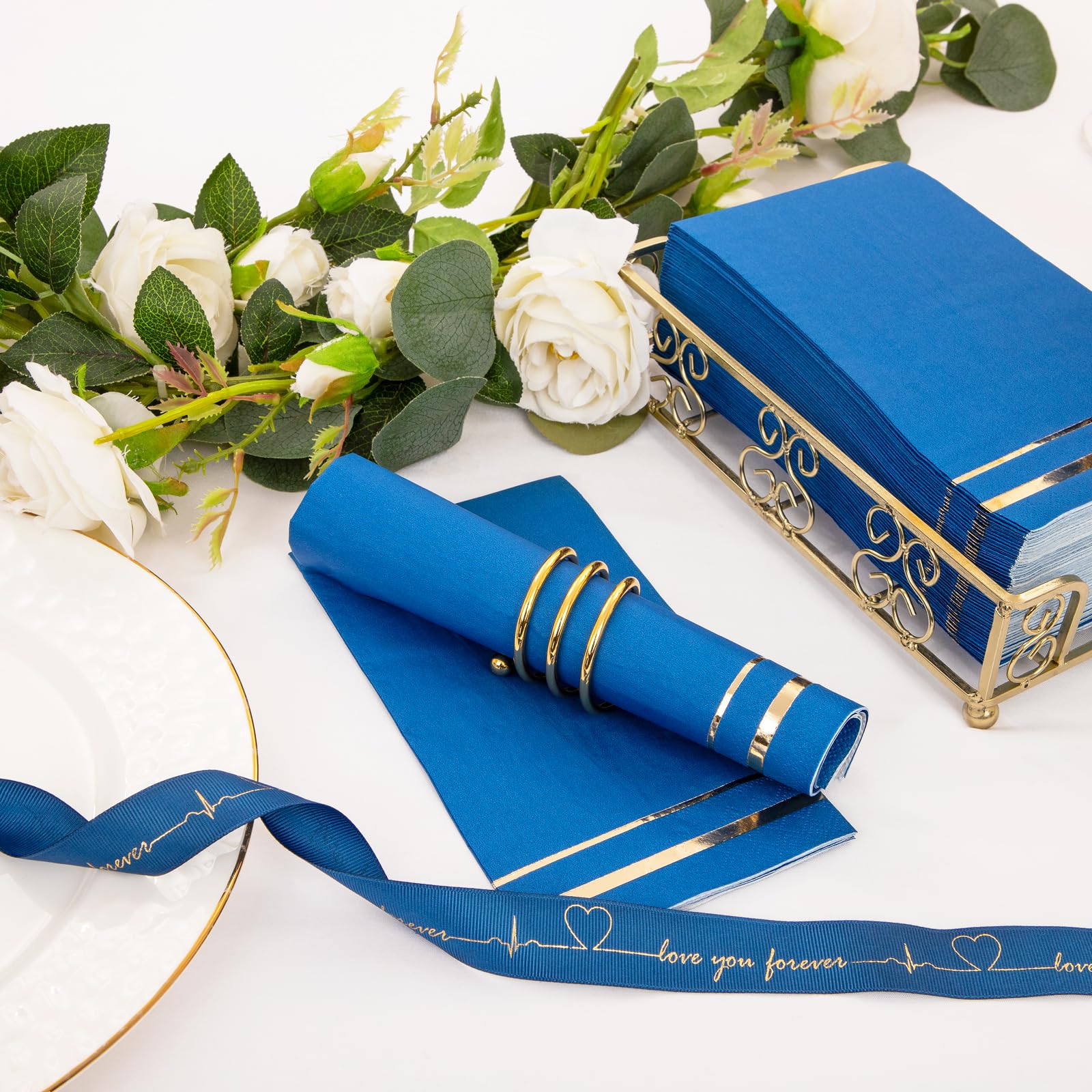 BUCLA 100Count 3Ply Disposable Napkins Royal Blue