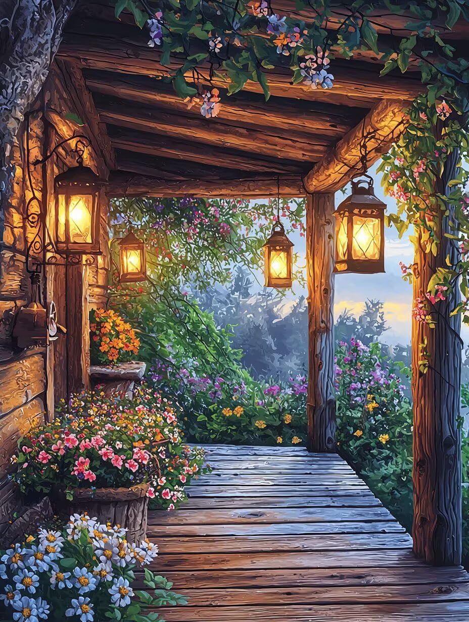 Diamond Painting Kit Completo Vista giardino Pittura Diamante 70x90cm S-834 | Diamond Painting, Pittura Diamante per Adulti e Bambini, Kit DIY Punto Croce per Decorazione Murale la casa - Regalo