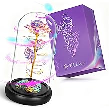 Childom Mothers Day Flowers Gifts for Mom,Birthday Gifts for Women,Rotating Light Up Rose in A Glass Dome,Mothers Day Flowers Gift for Mom from Daughter Son,Valentines Gift for Her,Mom,Wife,Grandma