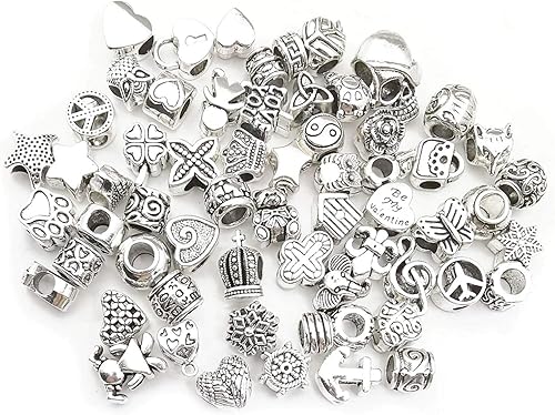 Miniatura 10 de 50 piezas surtidas de cristal de imitación de resina morada europea con agujeros grandes con diamantes de imitación de metal, dijes espaciadores de