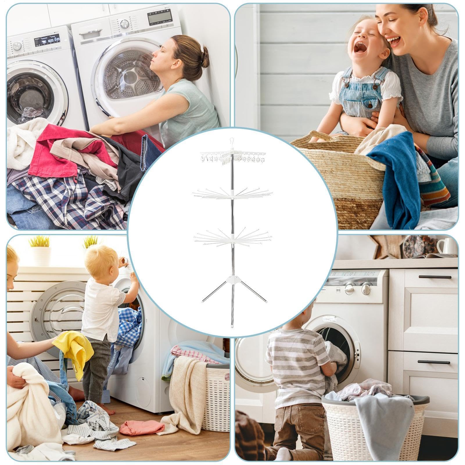 Trípode de secado de ropa – Torre plegable de acero inoxidable para colgar