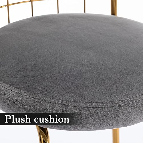 Miniatura 6 de Juego de 2 taburetes de bar modernos con respaldo y patas de metal, elegantes taburetes de bar de terciopelo para cocina, isla, hogar, comedor,