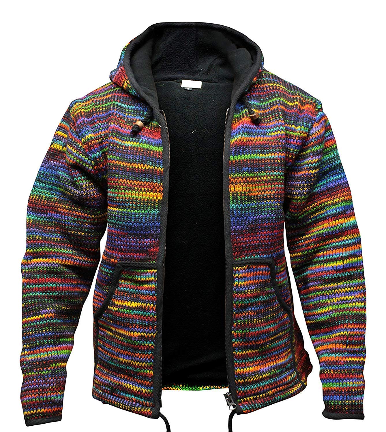 Shopoholic Fashion Giacca da Uomo in Pile Hippie di Lana Tie Dye