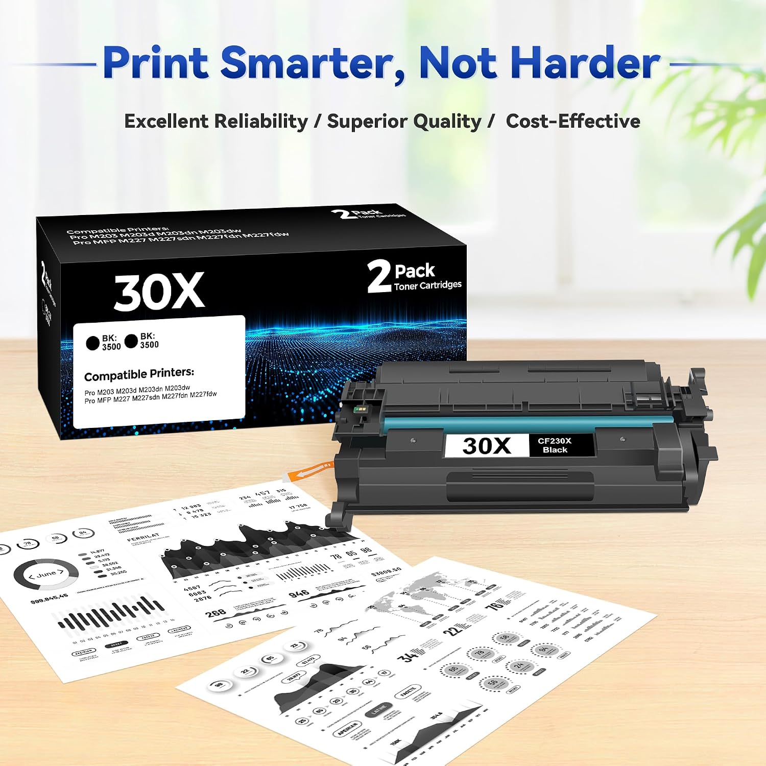 30X 230X Toner Cartridge Black 2 Pack Compatible for HP 30X CF230X 30A CF230A 230A Toner Cartridges Replacement for Laserjet Pro MFP M227fdw M227 M227sdn M227fdn, Pro M203 M203d M203dn M203dw Printers