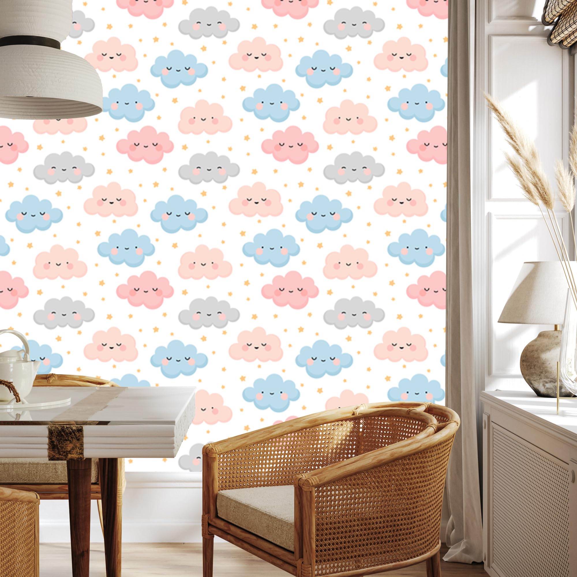 Decoración de Pared, Nubes coloridas, 50 x 1000 cm