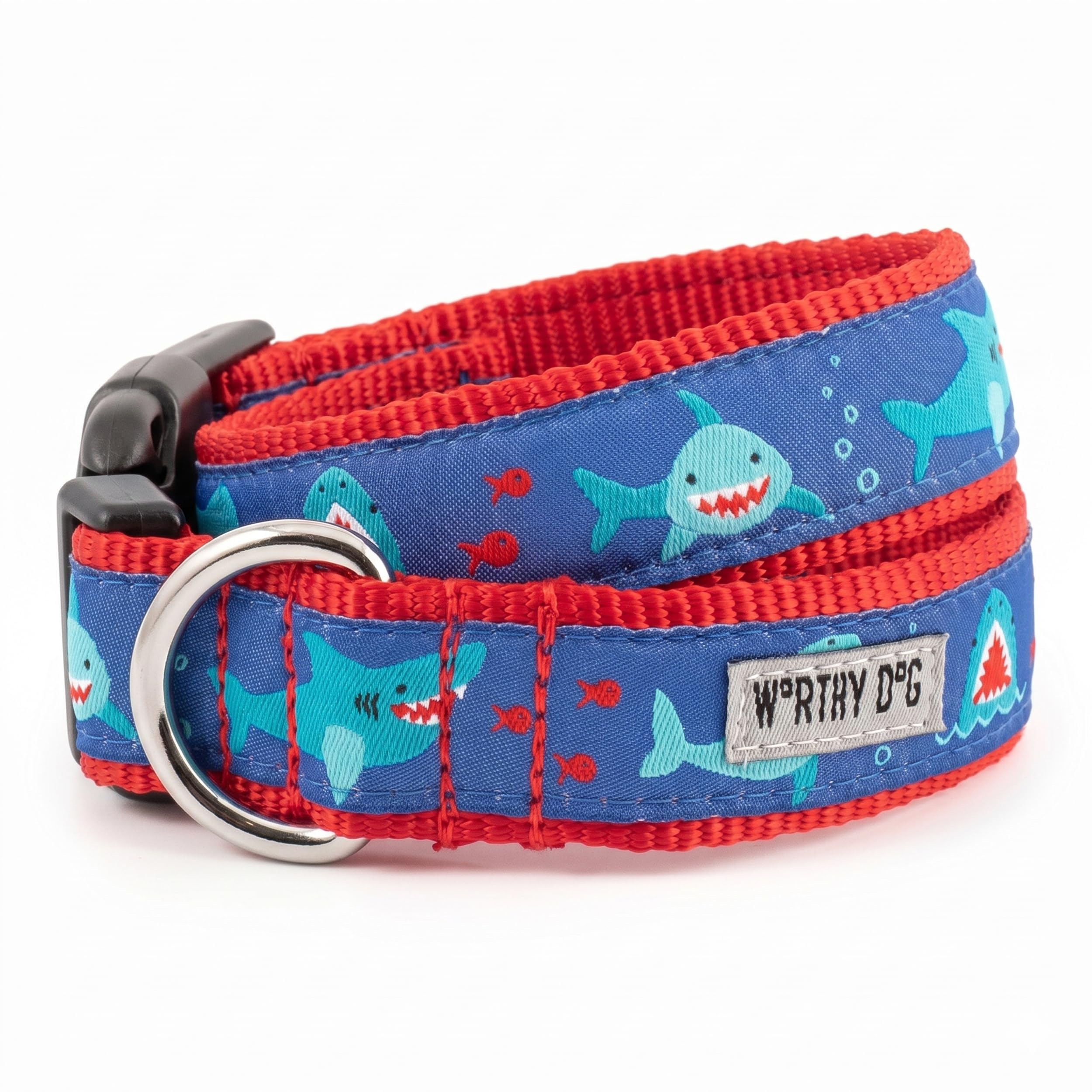 Collier nylon pour chien réglable bleu grand modèle résistant avec fermeture clip