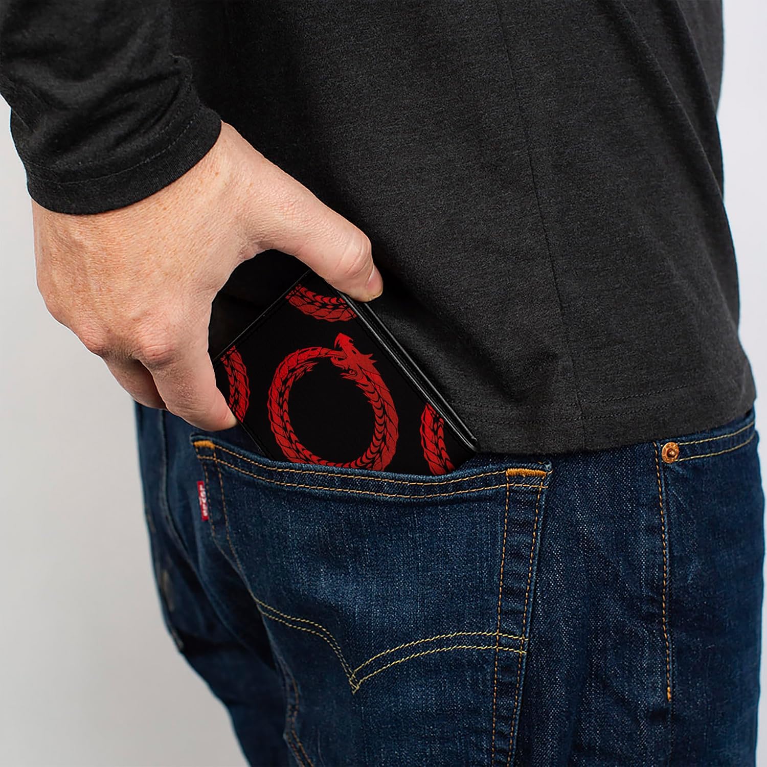 Buckle-Down Men's Standard Bifold Wallet Dragons, 4.0" x 3.5"