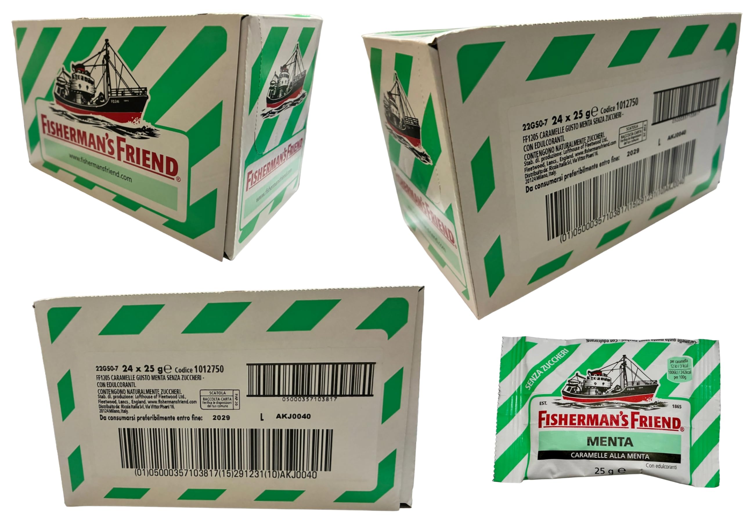 Fisherman's Friend - Pastiglie alla menta senza zuccheri, 25 g x 24 Confezioni