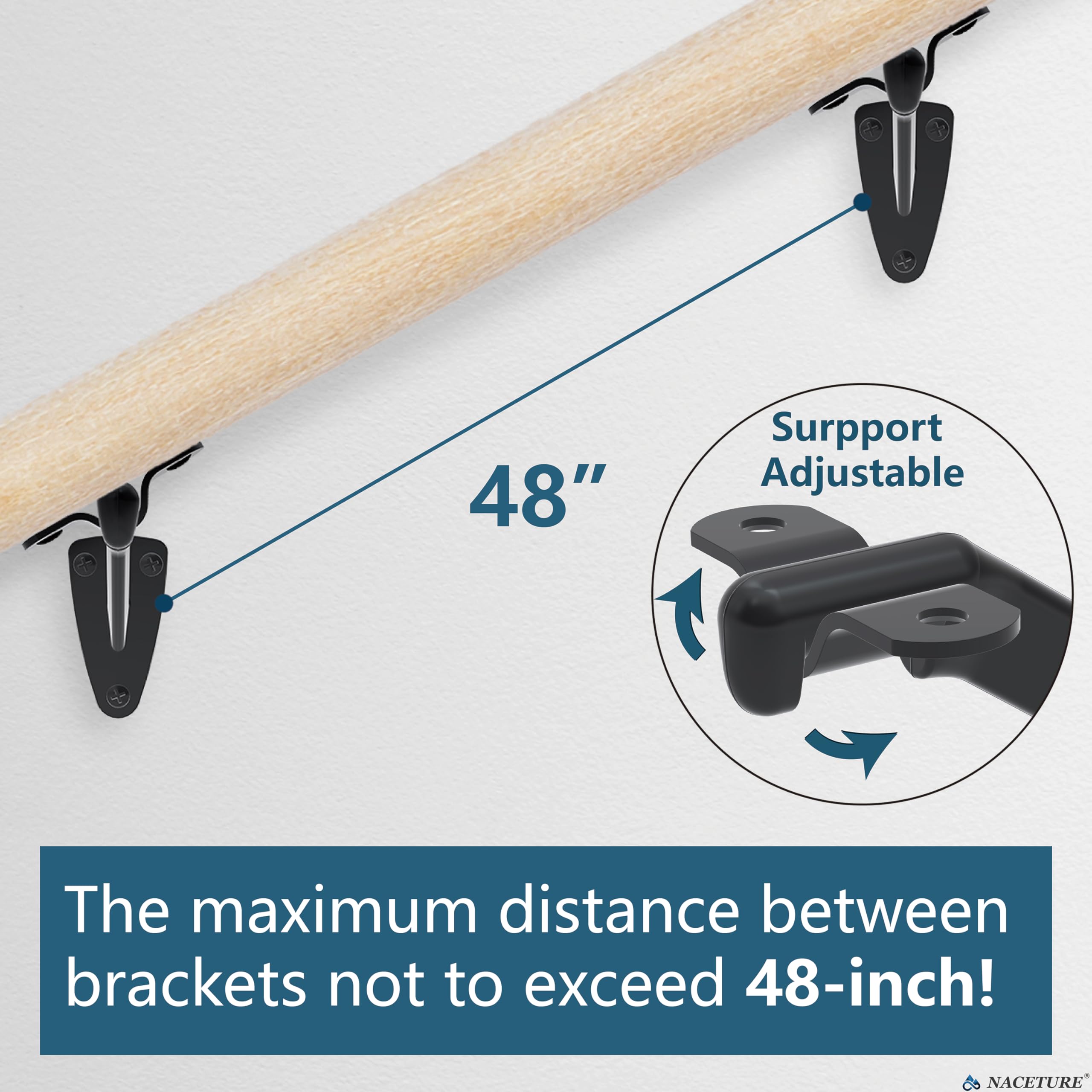 Snapklik.com : Hand Rail Brackets For Stairs- 6 Pcs Heavy Duty Black ...