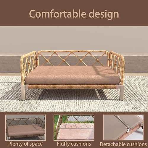 Miniatura 4 de Camas elevadas impermeables para perros grandes con soporte de espuma para huevos, cama para mascotas, sofá cama para perros al aire libre, sofá