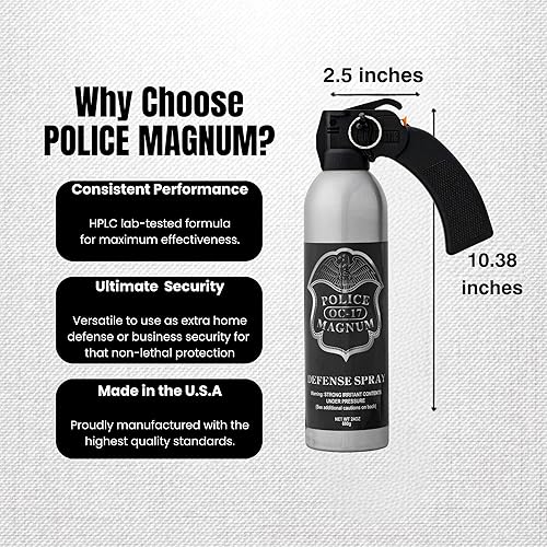 Miniatura 5 de POLICE MAGNUM Spray de pimienta grande para seguridad de defensa del hogar, protección segura no letal, potente espray de niebla de 25 pies de