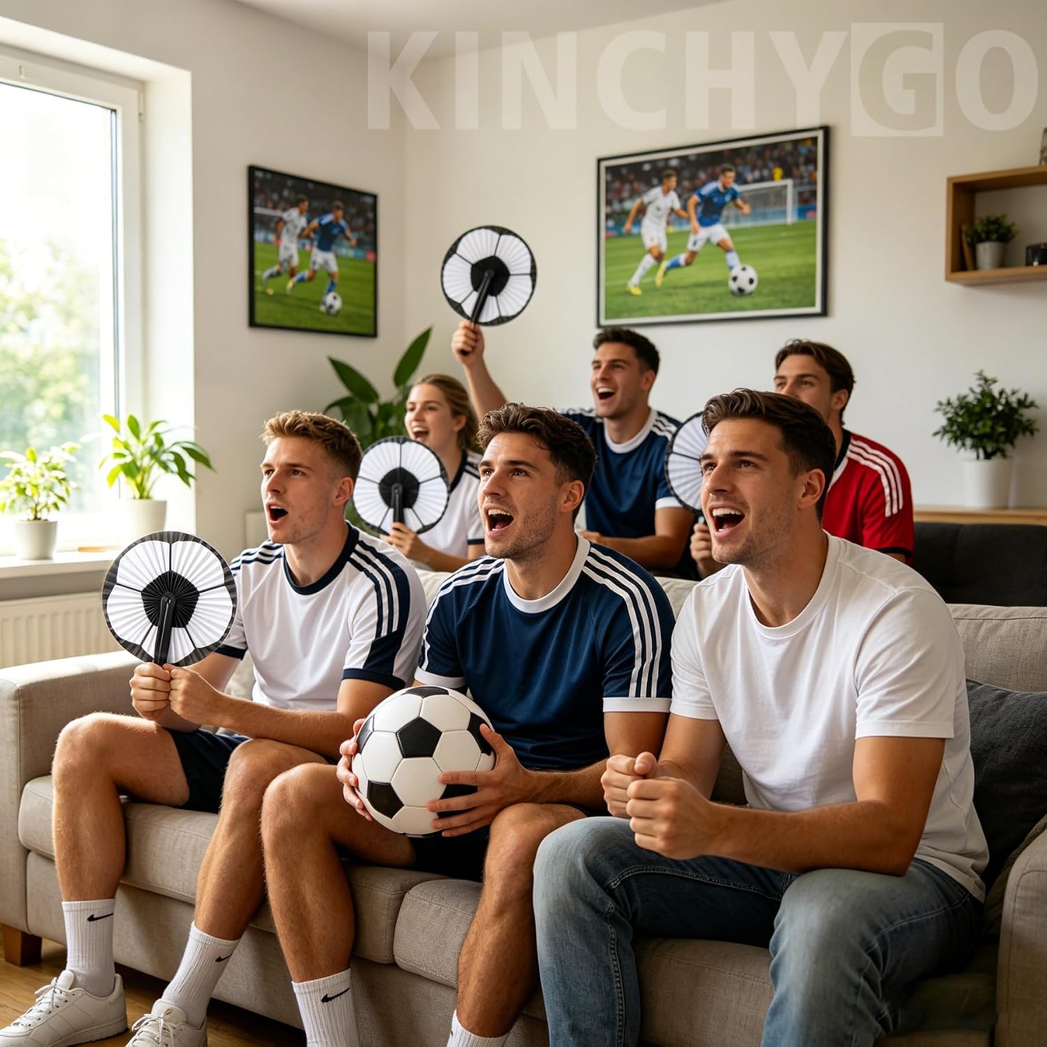 24 Pack Soccer Folding Handheld Fan Summer Holiday Party Supplies