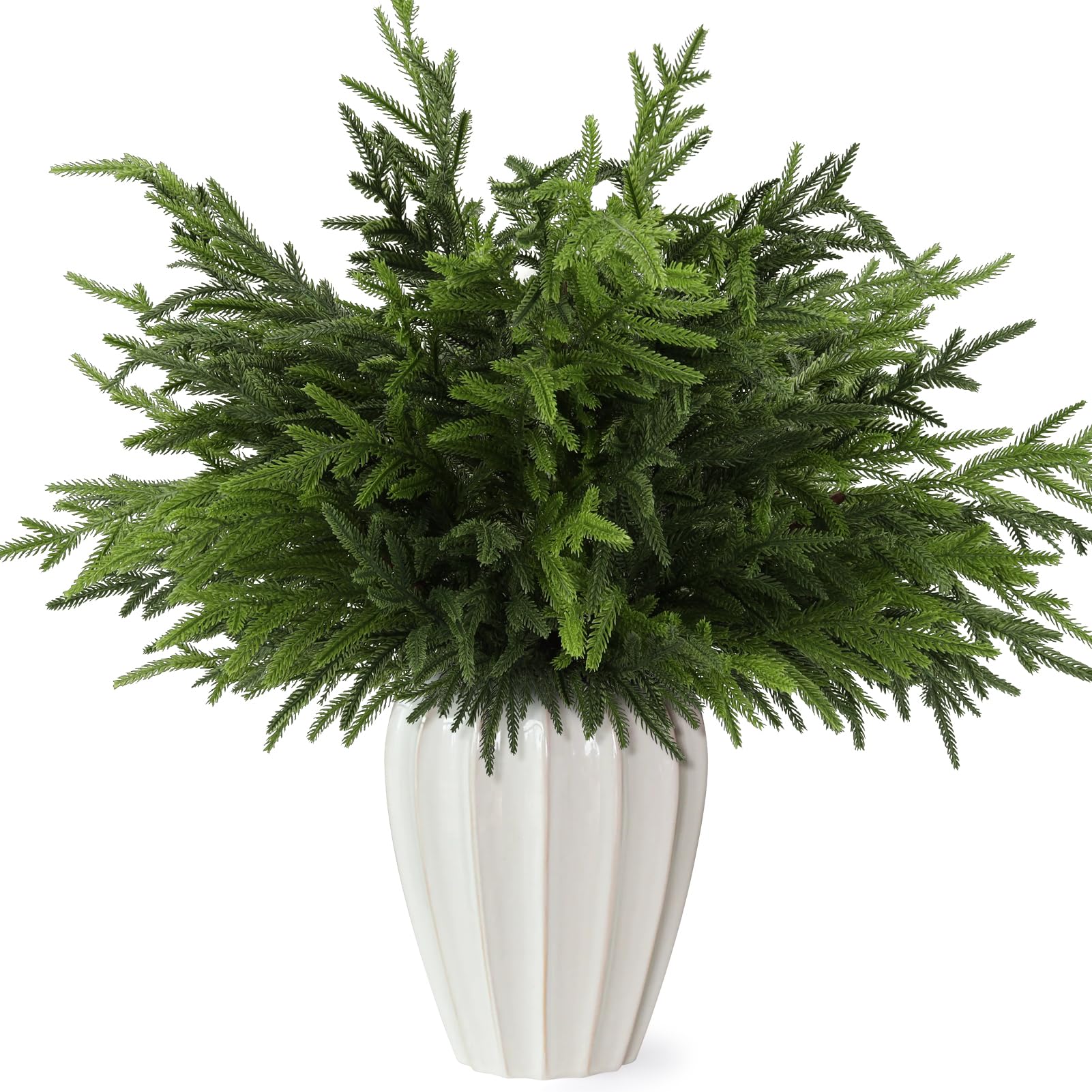 Photo 1 of Wsorik 16Pcs 24 Inch Real Touch Norfolk Pine Stems, Artificial Green Plants Branches, Faux Greenery Pine Stem Fake Cedar Picks for Vase, Christmas Pine Branches for DIY Crafts Home Indoor Decor