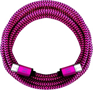 i! - Cable de carga rápida USB-C a USB-C de nailon tipo C de 1 m para teléfono móvil, tableta, smartphone, color rosa
