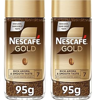 برطمان قهوة جولد سريعة التحضير بخلطة حبوب محمصة غامقة من نسكافيه، 95 جم (عبوة من 2 قطعة)