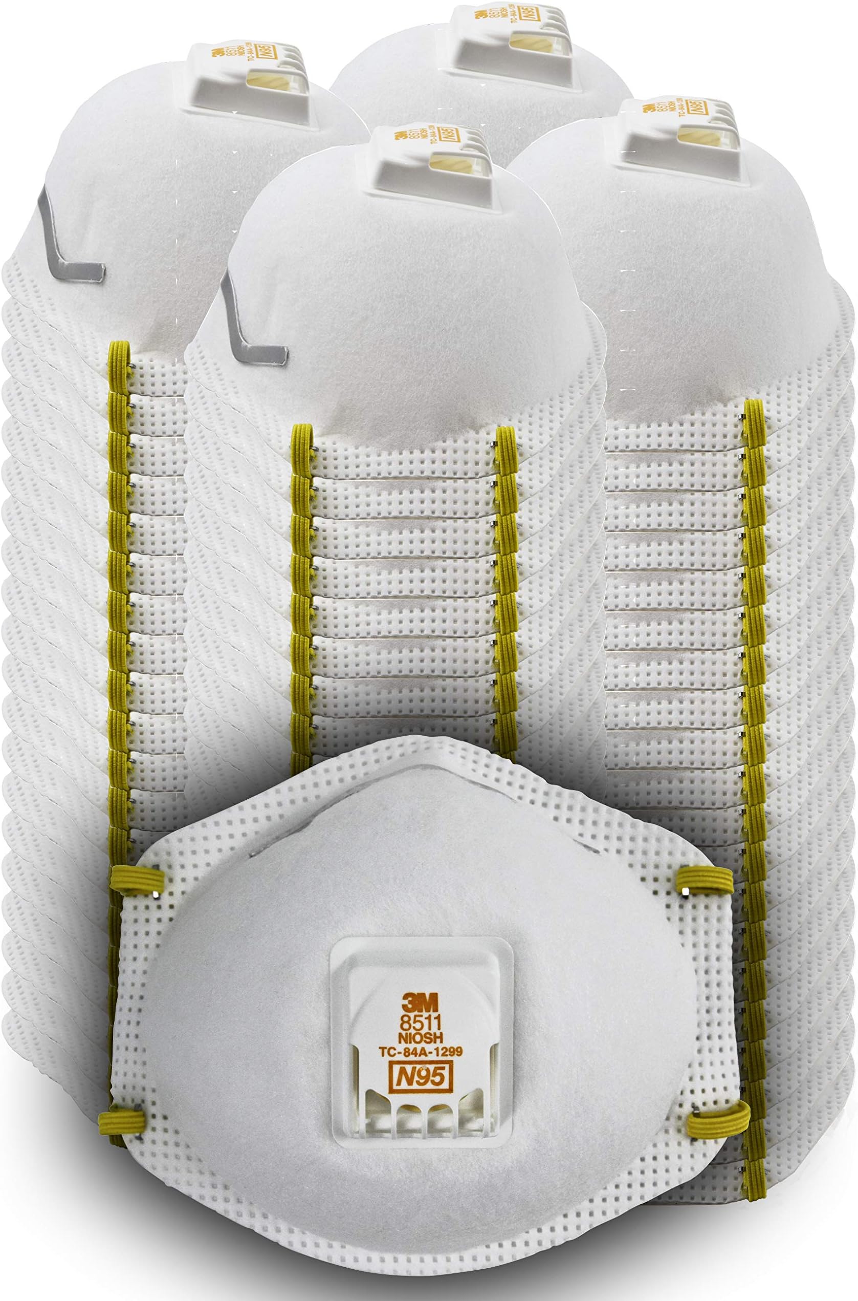 8511 Particulate Disposable Respirator, N95, Pack of 80, NIOSH Approved, Cool Comfort and Fewer Pressure Points with Dual Attachment for Grinding, Sanding, Sawing, Sweeping, Dust, Smoke