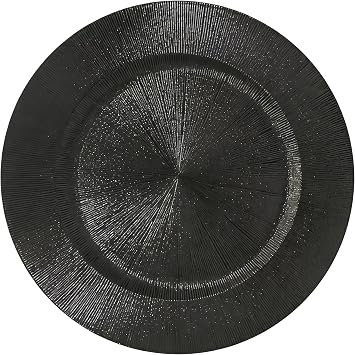 MDH Black Charger Plates Bulk 13 Inch/Black Charger Plate 13 in Round Matte Reef Plate Charger Ruffled Rim Dinner Hollow out Flower Napkin Holde 100pcs