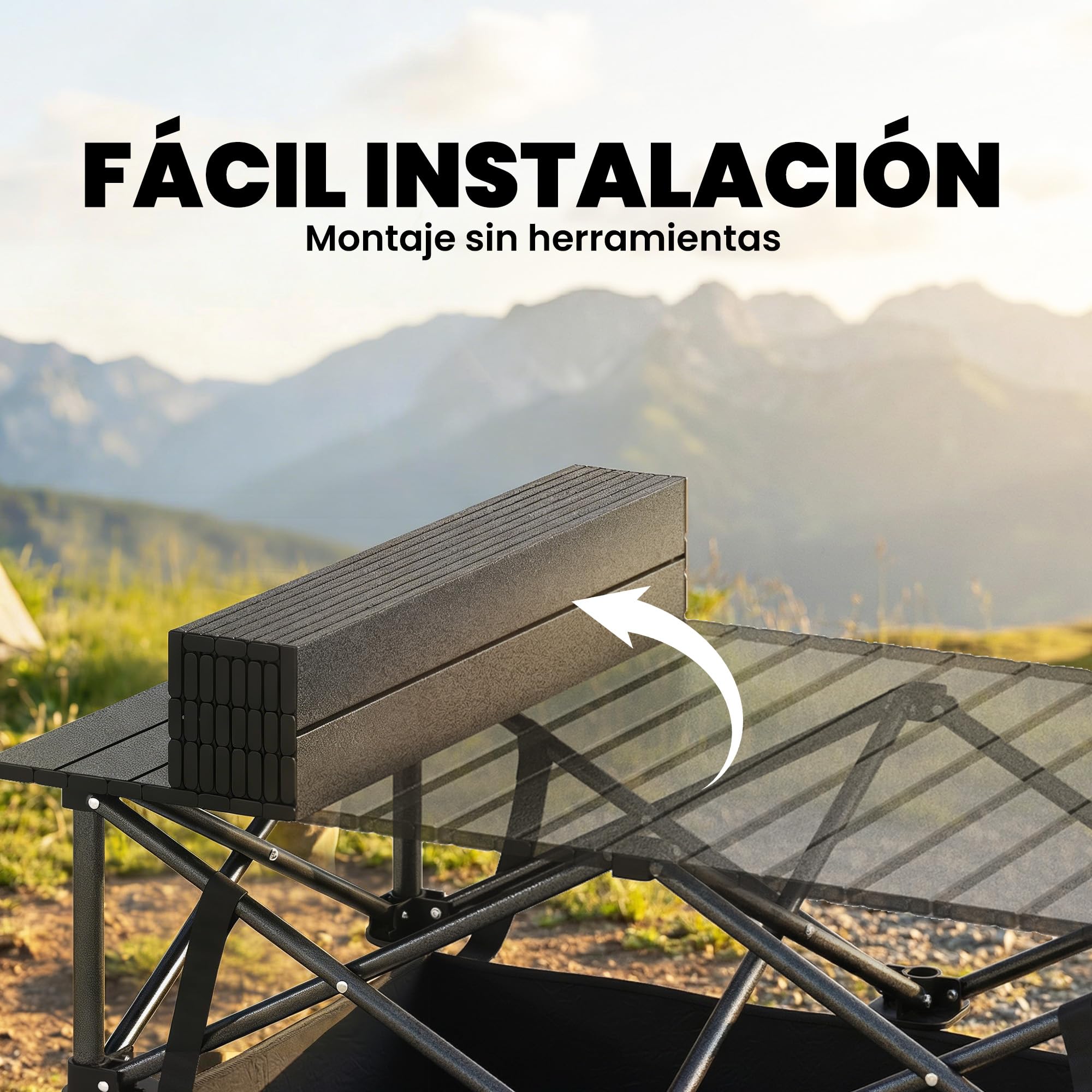 Outsunny Mesa Plegable Camping, 93x55x68 cm, Mesa Plegable Portátil con Red de Almacenamiento, Encimera Enrollable de Aluminio, Marco Metálico, Bolsa de Transporte, para Acampar, Senderismo, Negro