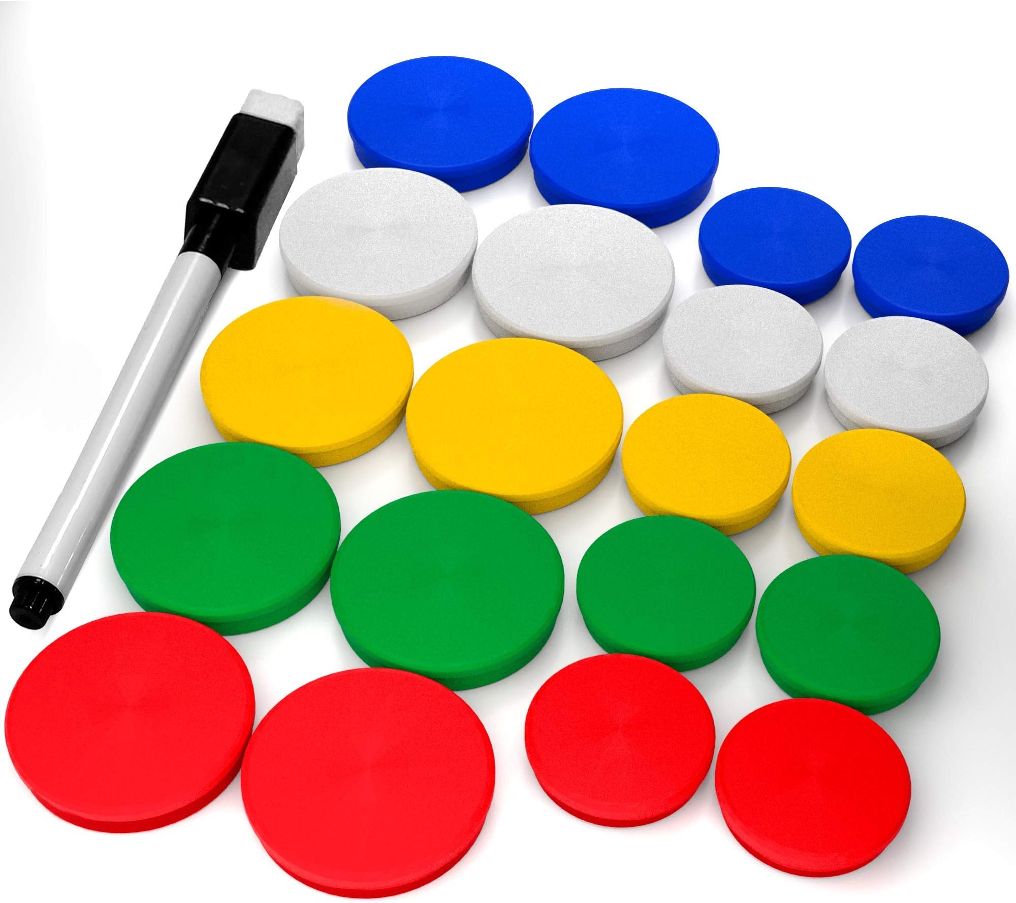 Refrigerator Magnets for Whiteboard, Fridge and Locker - Round Magnets for Classroom, Kitchen and Office - Fridge Magnets for Refrigerator 20 PCs