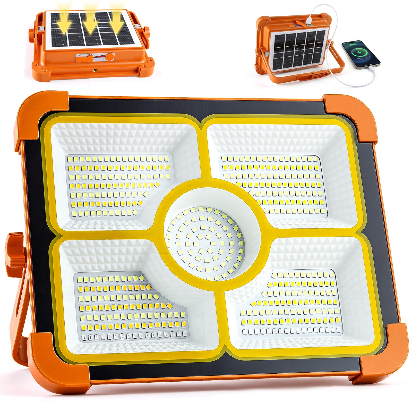 Solar Rechargeable Work Light 474 LED 12000LM Portable Flood Lights 12000mAh LED Work Light with 5 Modes Waterproof