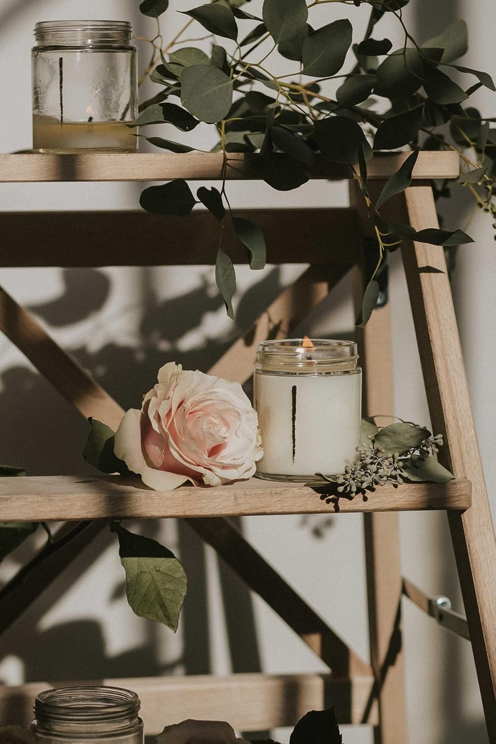 Woodlot Rose + Palo Santo Candle Glass Jar Soy & Coconut Wax Floral Scent with Essential Oils, 8 Oz