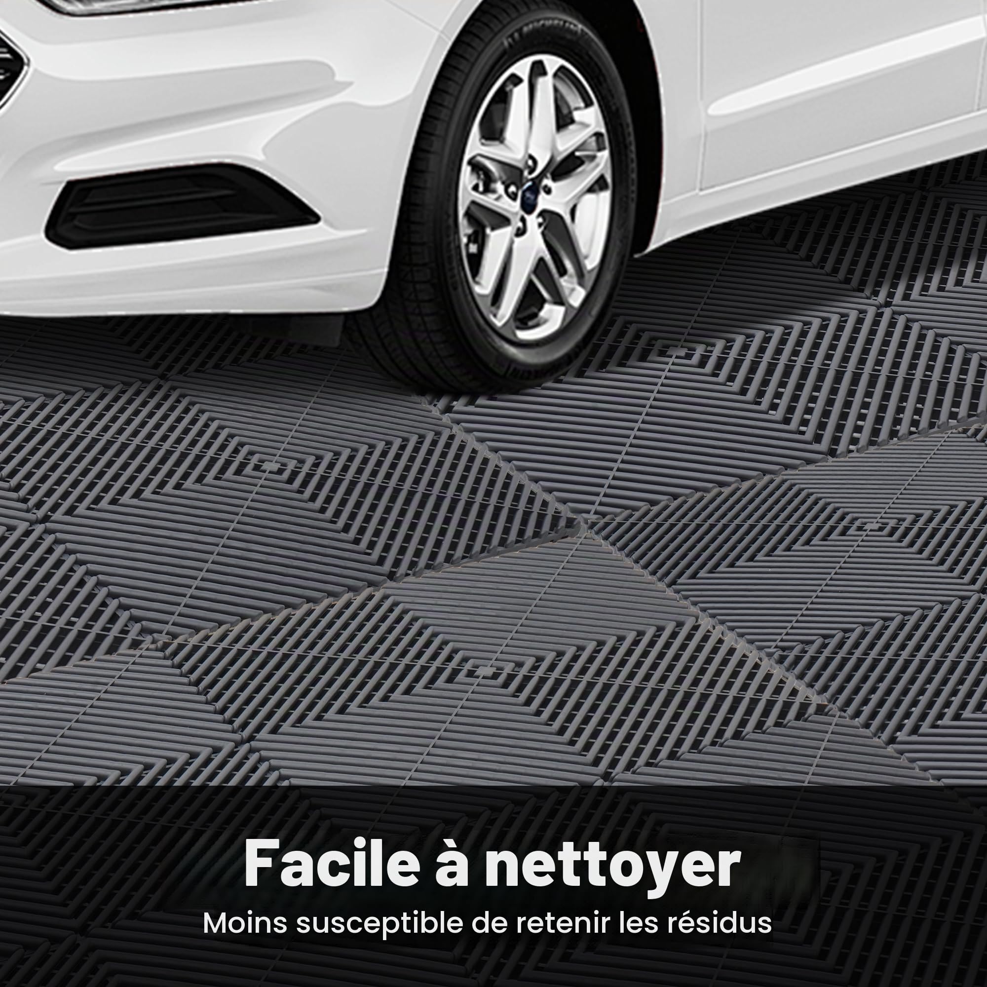 uyoyous 20 pièces de Sol de Garage en PVC 40x40cm Sol de Garage imbriqué (3.2m²),Tapis de Sol de Garage, Tapis d'atelier,Tapis de Drainage de Garage pour Garage,extérieur,Piscine intérieure (Gris)