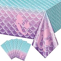 Vista 11 de Jectivs 1 mantel de decoración de fiesta de cumpleaños de sirena, funda de mesa de plástico desechable para princesa bajo el mar, suministros