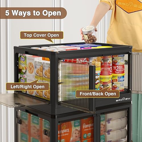 Miniatura 4 de BROVIEW V5 - Contenedores de almacenamiento de plástico de 75 galones con tapas, paquete de 3 contenedores de almacenamiento plegables apilables