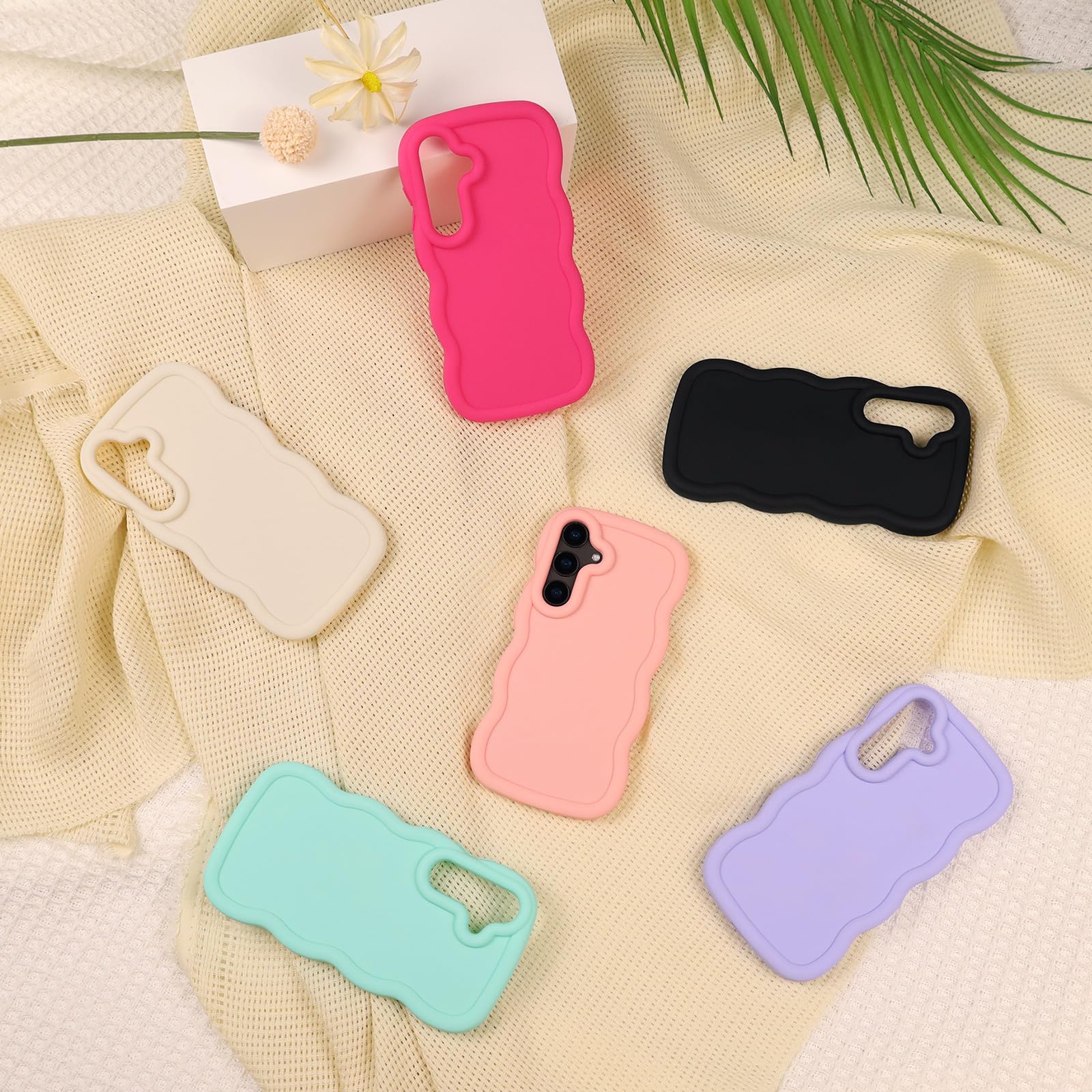 Wave - Funda para Samsung Galaxy S25 5G (6.2 pulgadas), bonito marco ondulado rizado de TPU para niñas y mujeres, suave al tacto sedoso, a prueba de golpes, funda protectora antigolpes