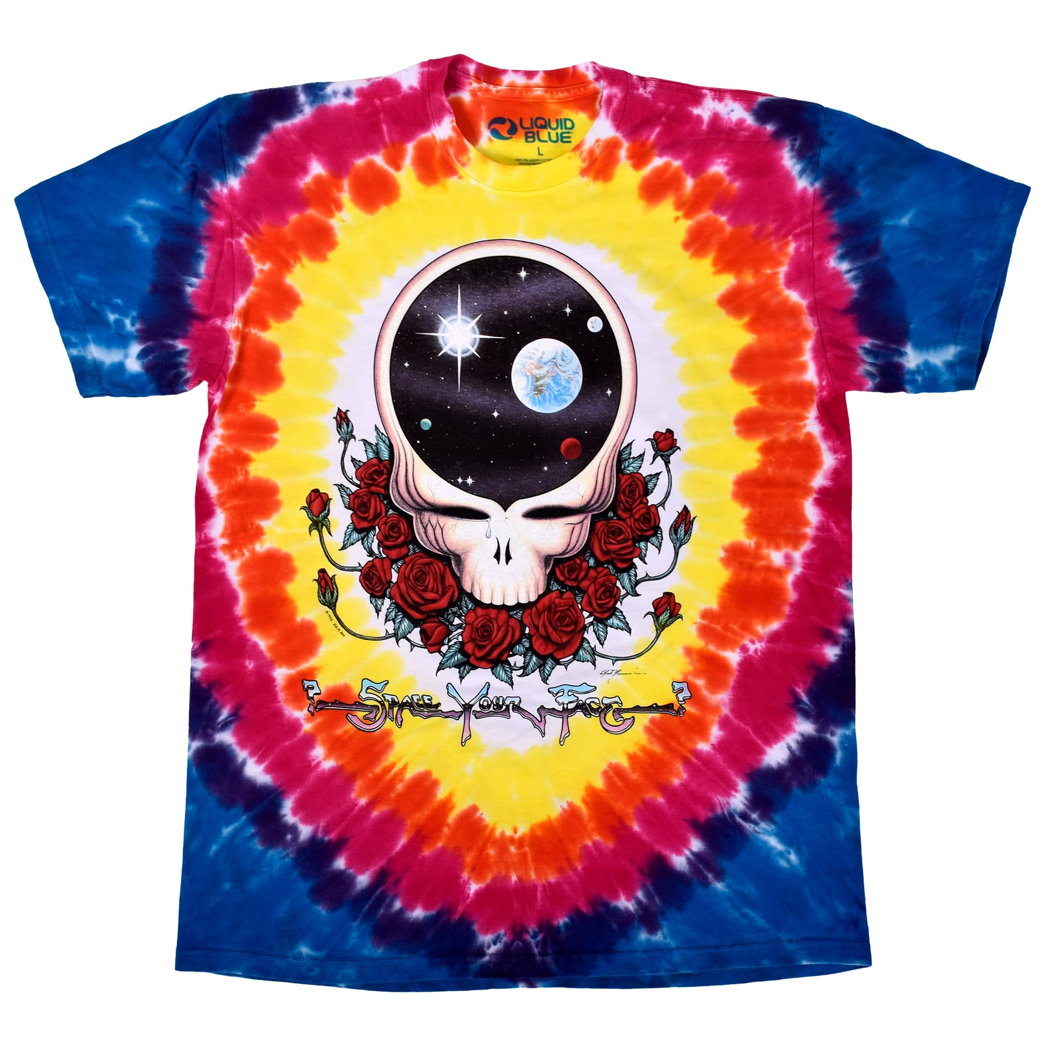 Liquid Blue Men's Grateful Dead Space Your Face Short Sleeve T-Shirt, Multi, Medium