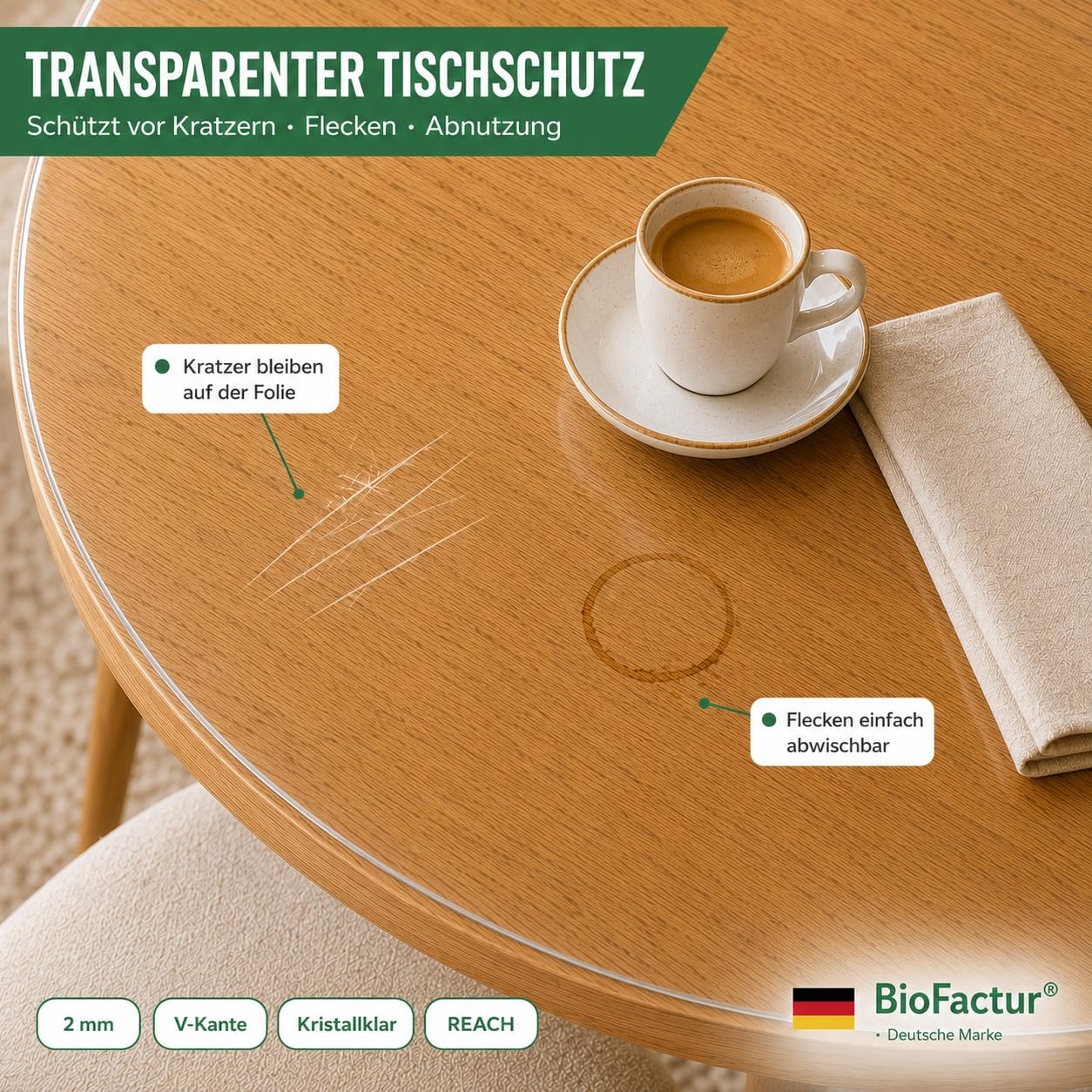 Runde Tischfolie Transparent nach Maß