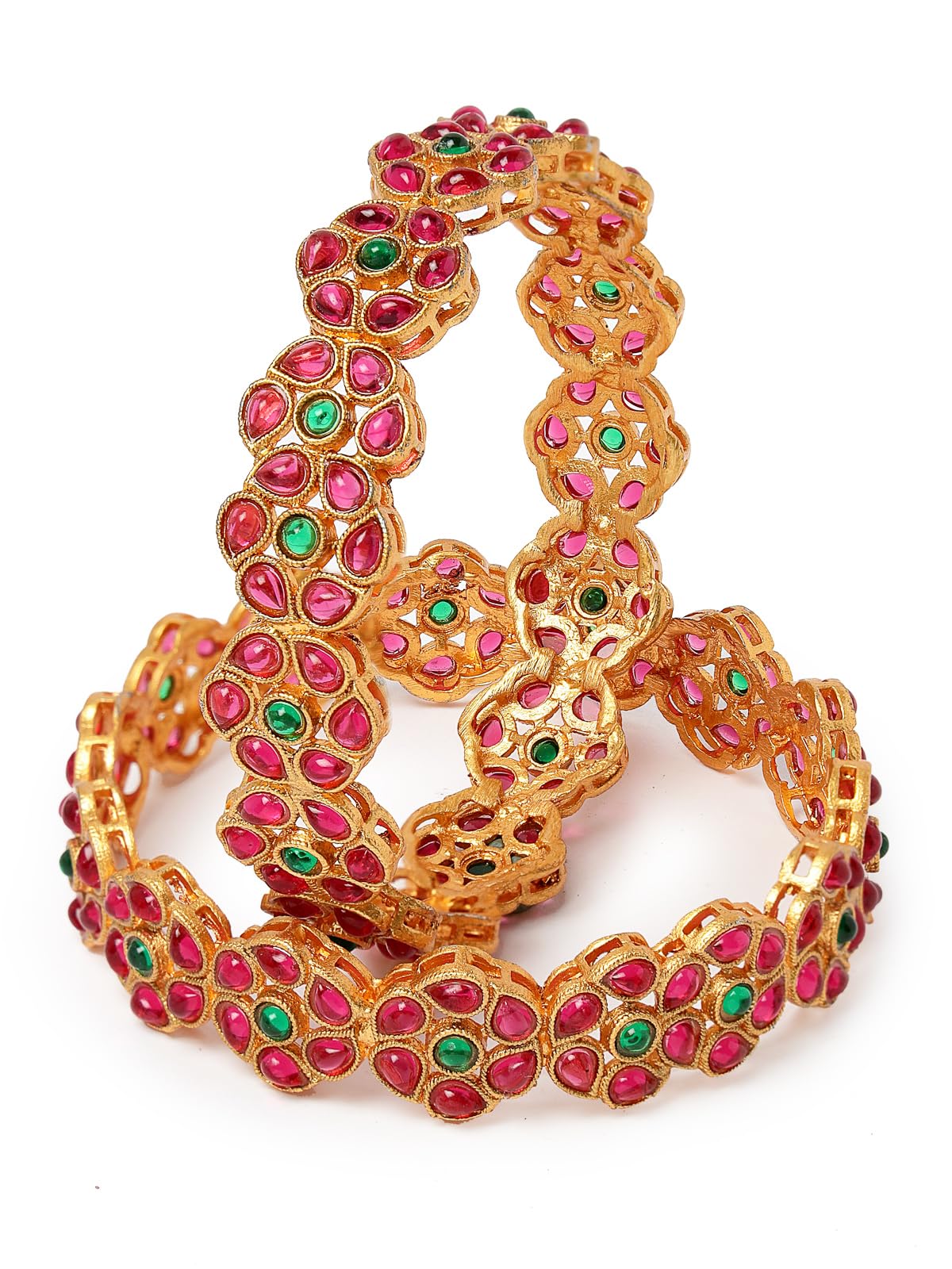 Sukkhi Indian Style Floral Gold Plated Red And Green Broad Bracelets Bangle Set Jewellery for Women & Girls | Set of 2| Birthday Anniversary Gift for Women|B105851 (B0CPPF5LJZ) Amazon Price History, Amazon Price Tracker
