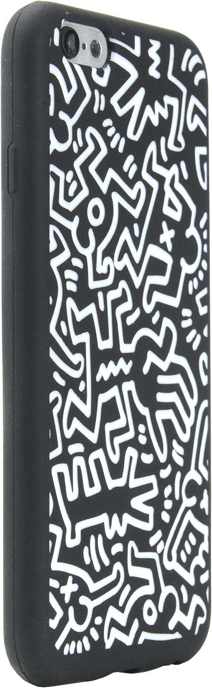 Keith Haring Official Licensed Collection Laser Engraved Silicone Case for iPhone 6, 4.7 inch Chaos Black and White