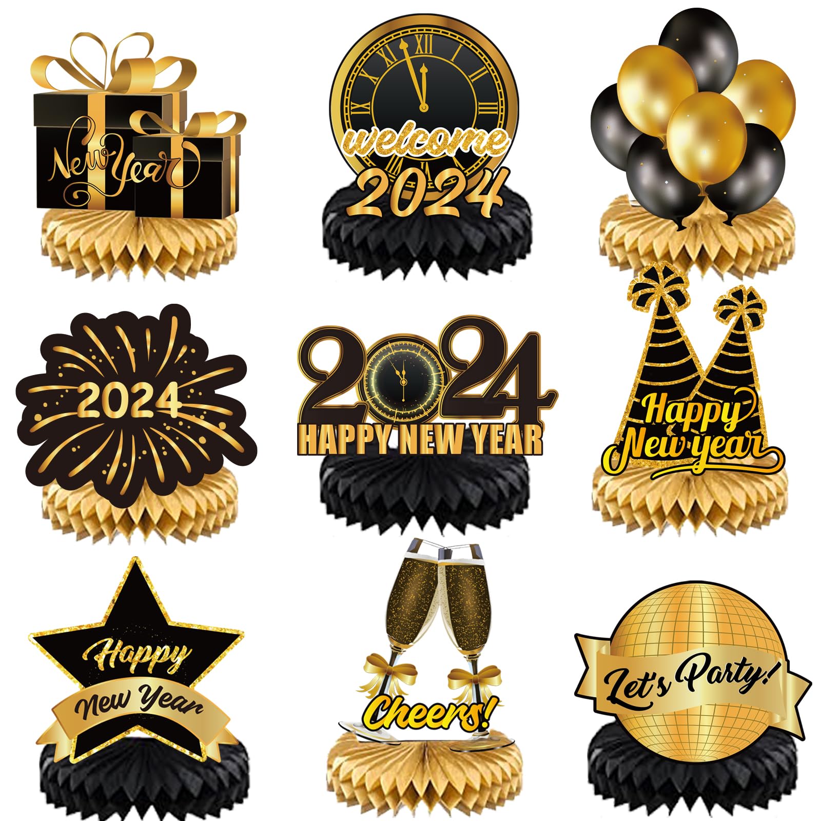 PRATYUS 9 Pieces New Year Party Decoration New Year Centerpieces for Tables Decorations