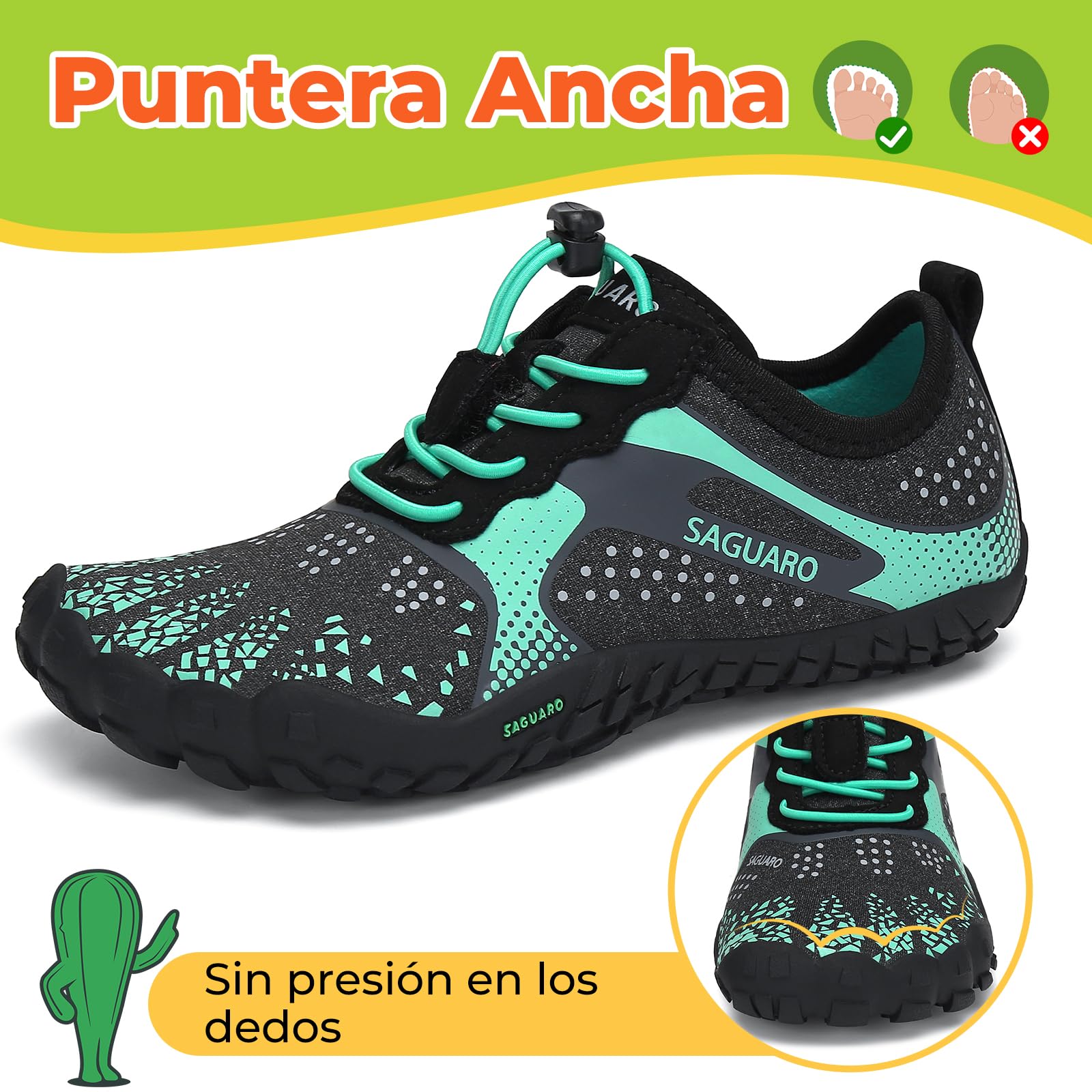 SAGUARO Barefoot Zapatillas Minimalista Comodas Zapatillas de Trail Running per Niños Niñas, Gr.24-36