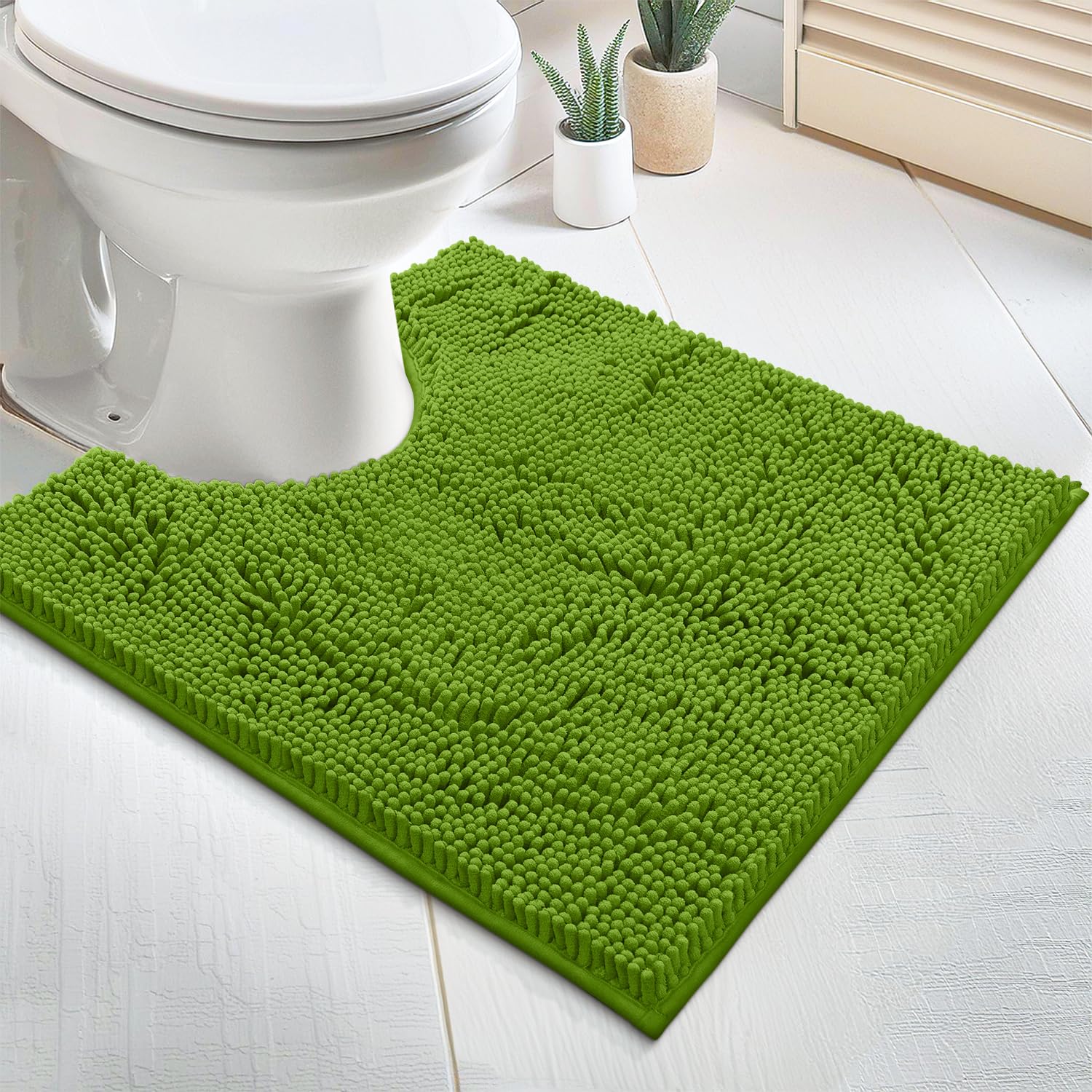 LuxUrux Bath Mat-Extra-Soft Plush Bath Shower Bathroom Rug, 1'' Chenille Microfiber Material, Super Absorbent Shaggy Bath Rug - Image 4