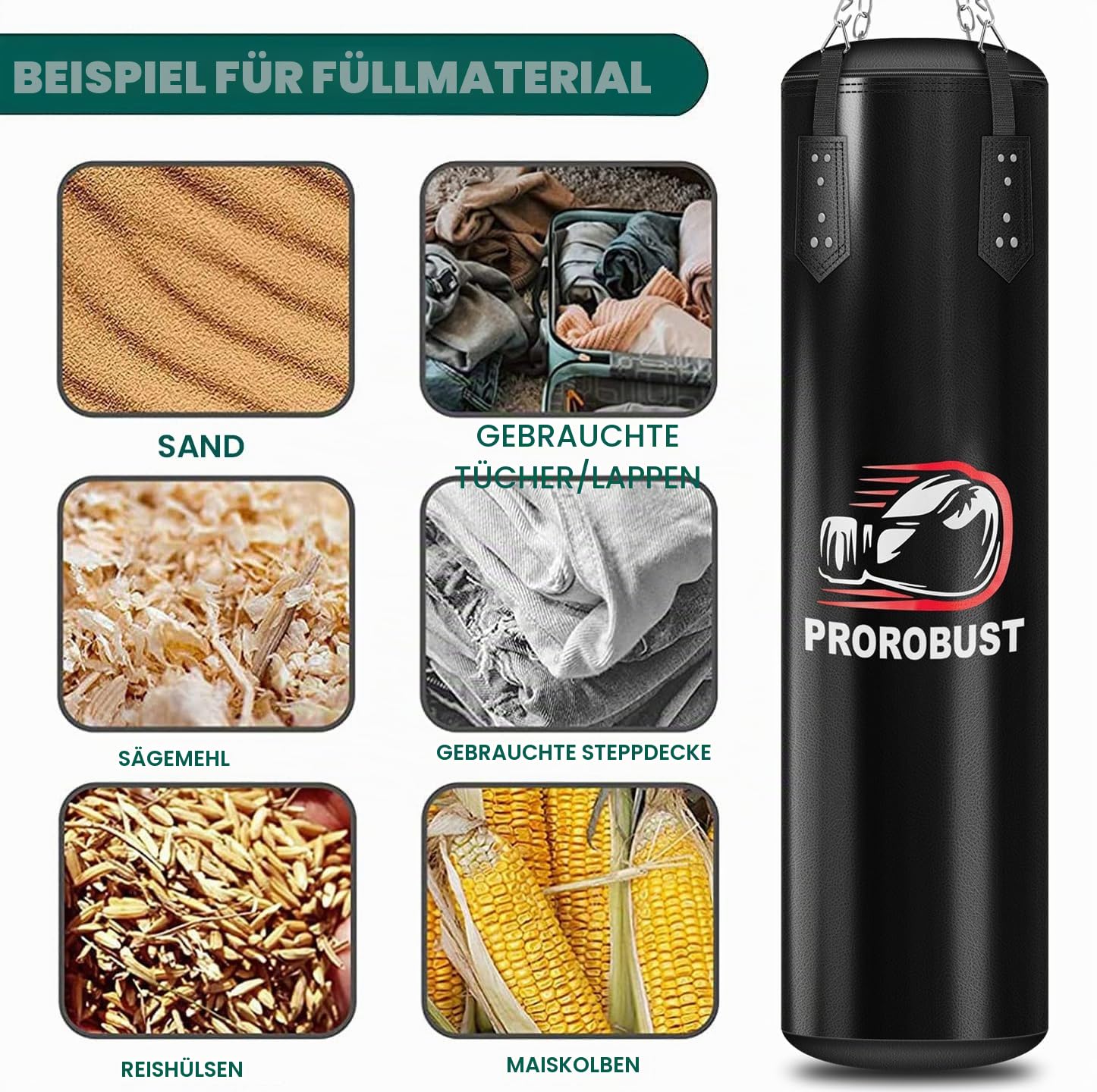 Boxsack-Set, 120cm PU Heavy Duty mit 12OZ Boxhandschuhen für MMA Kickboxen Home Training (Ungefüllt)