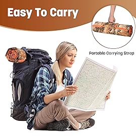 Tirrinia Waterproof Outdoor Blanket with Sherpa Lining, Windproof Triple Layers Warm Comfy Foldable for Camping Stadium, Sports, Picnic, Grass, Travel, Camo Orange Emergency Car Blanket 51\'\'X 59\'\'