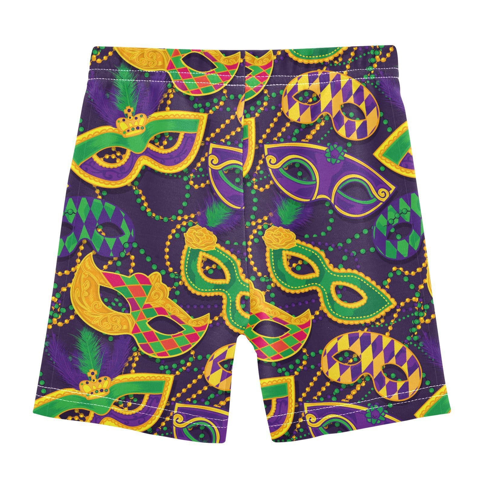 Aflyko Fat Tuesday Girls' Shorts Carnival Party Masks Beads Soft Summer Boxers Short Leggings Dance Bottoms Multi