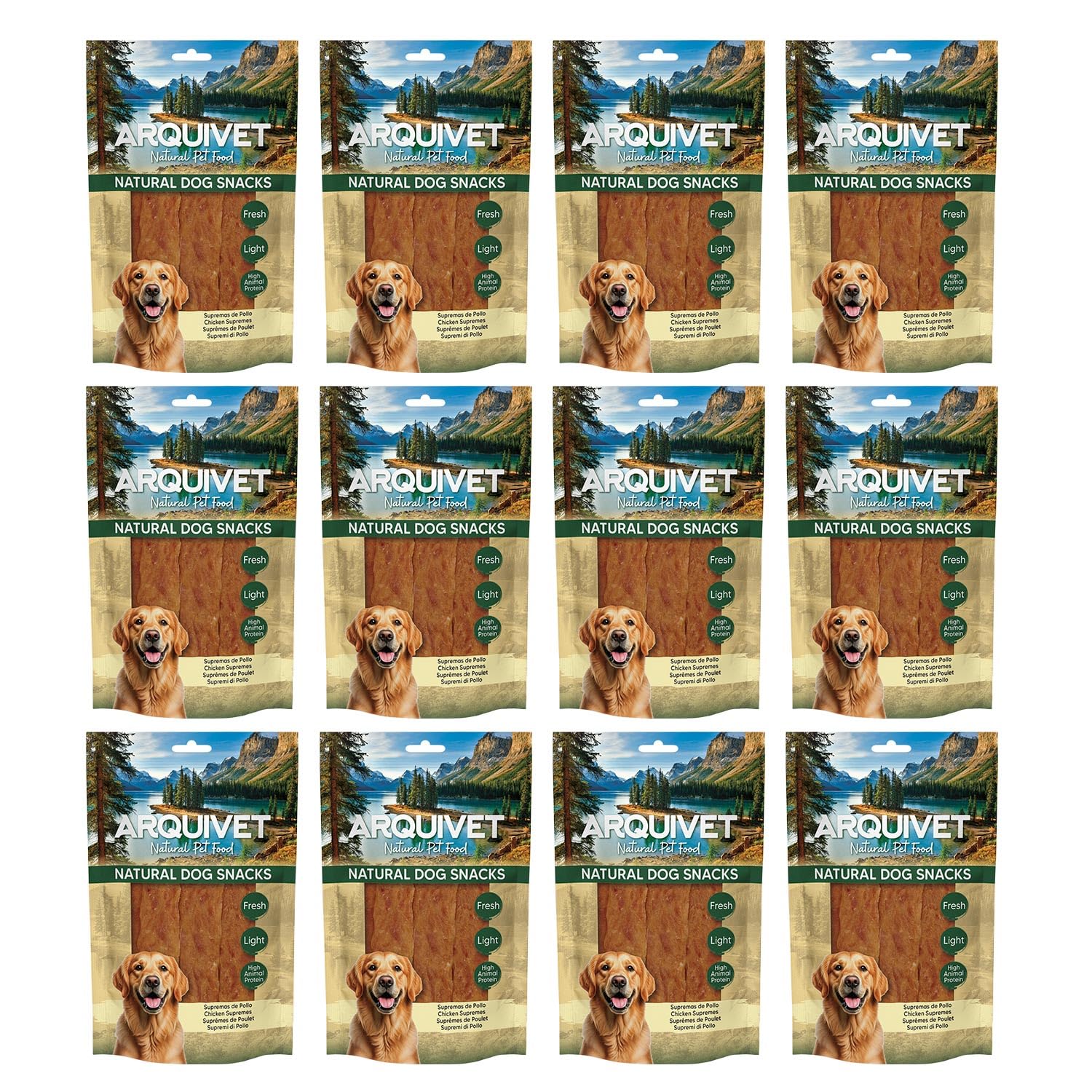 Friandises pour Chiens (Lot de 12) - Suprêmes de Poulet 100 g, Friandises Naturelles pour Chiens - Arquivet