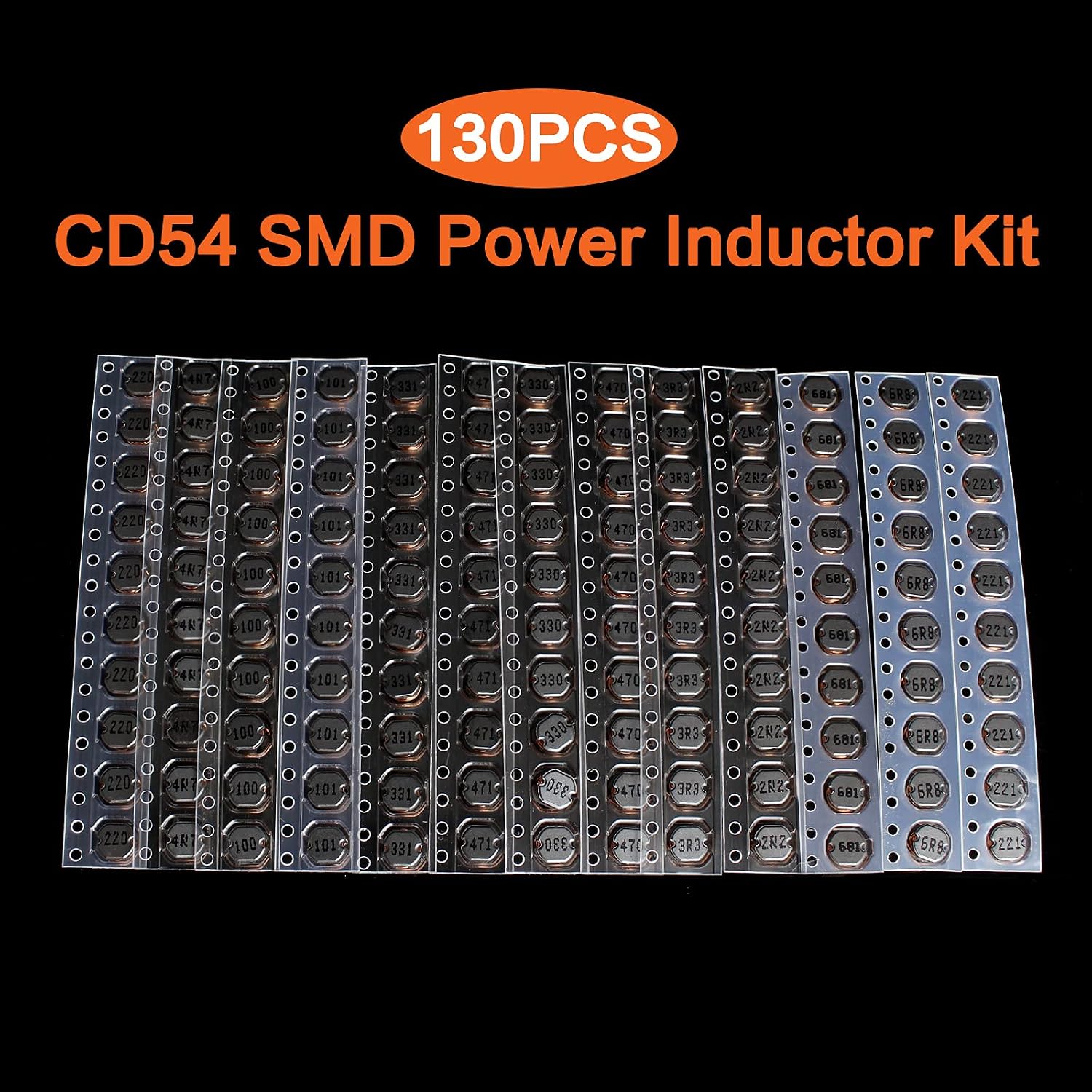 130pcs 13 Values Inductor Assortment Kit 2.2UH-680UH