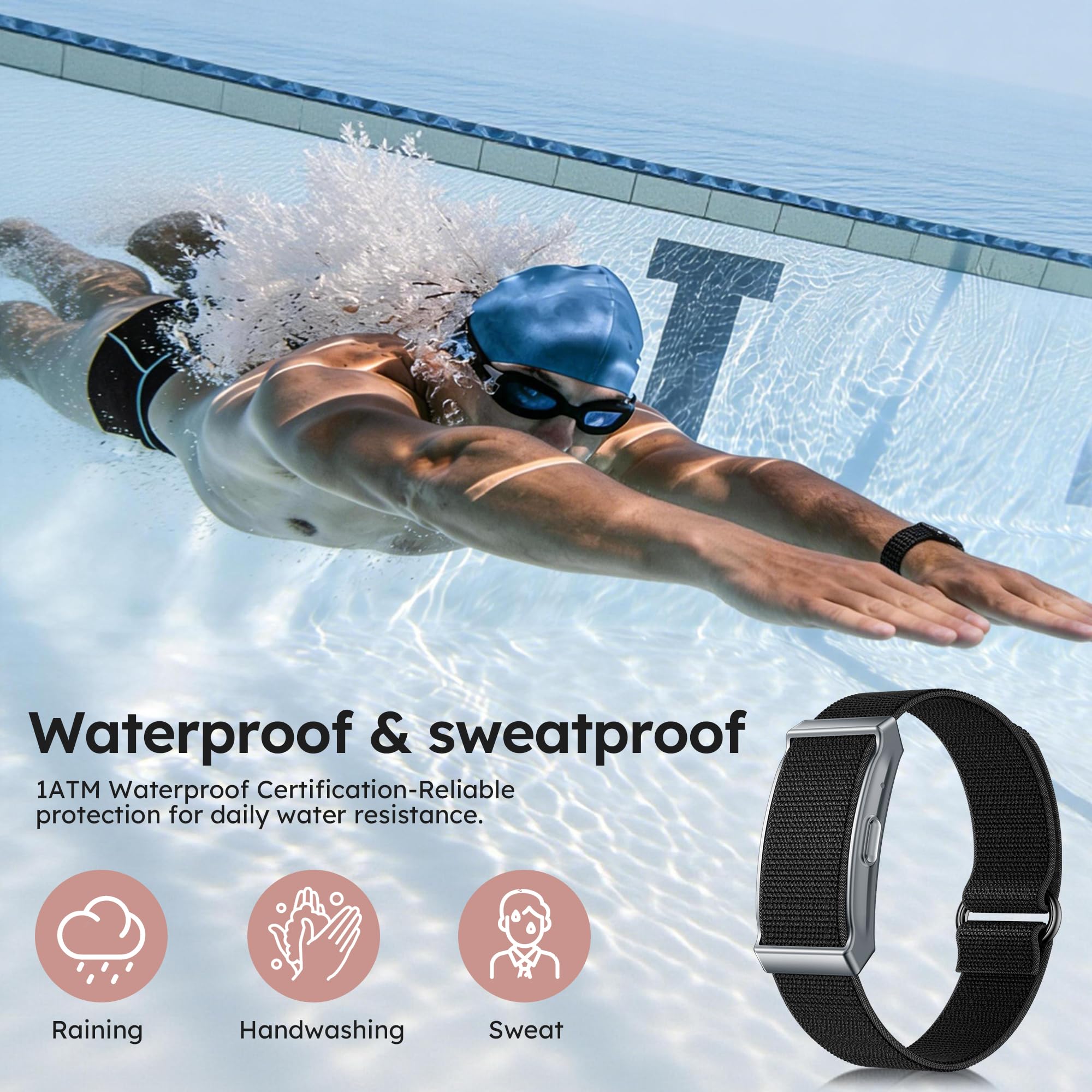 Braccialetto intelligente per uomo e donna, braccialetto intelligente per fitness, cardiofrequenzimetro/monitoraggio del sonno/contapassi/promemoria di chiamata, modalità sportive multiple IP68
