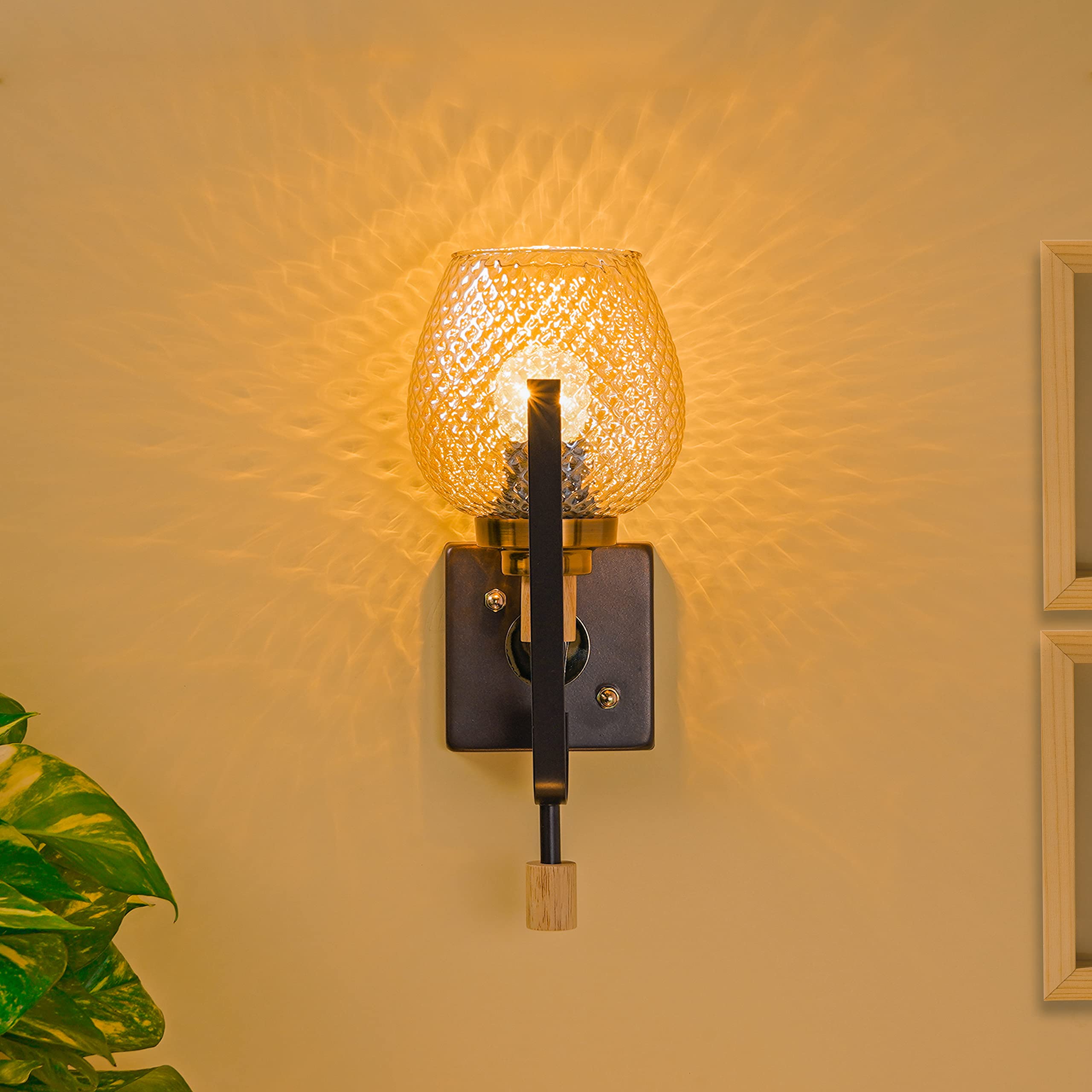 KAPOOR E-ILLUMINATIONS Elizabeth Single Light Brown Glass Wall Light