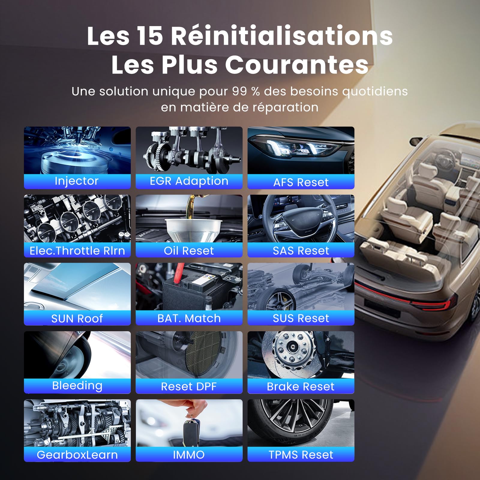 MUCAR BT200 MAX Assisté par l'IA Valise Diagnostic Voiture Bluetooth, Prise en Charge ELM327, Diagnostic Complet du Système avec Tests D'action Bidirectionnels, 15 Fonctions Maintenance, Gratuit à Vie