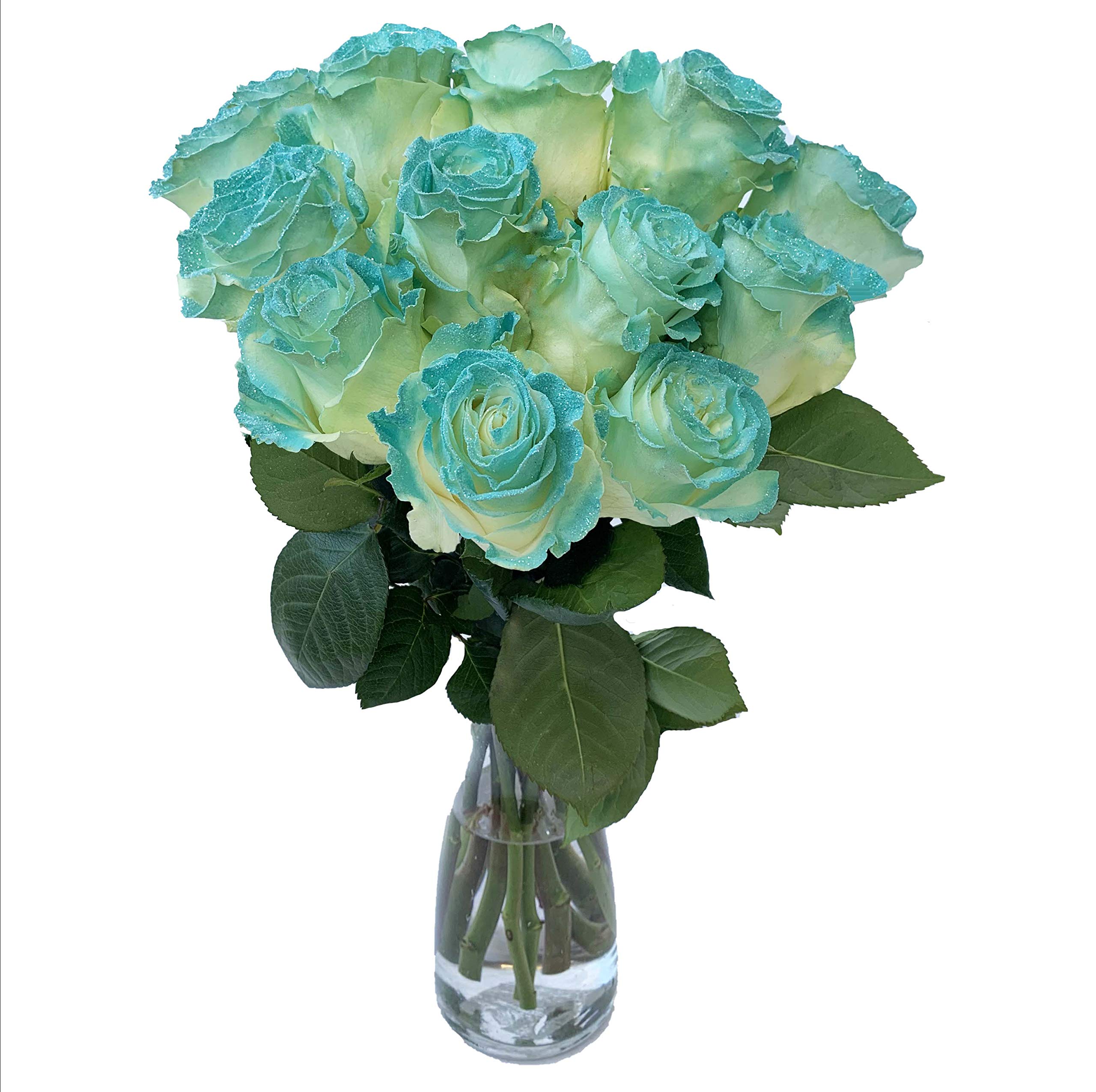 Fesh Baby Roses Baby Blue Glitter Roses