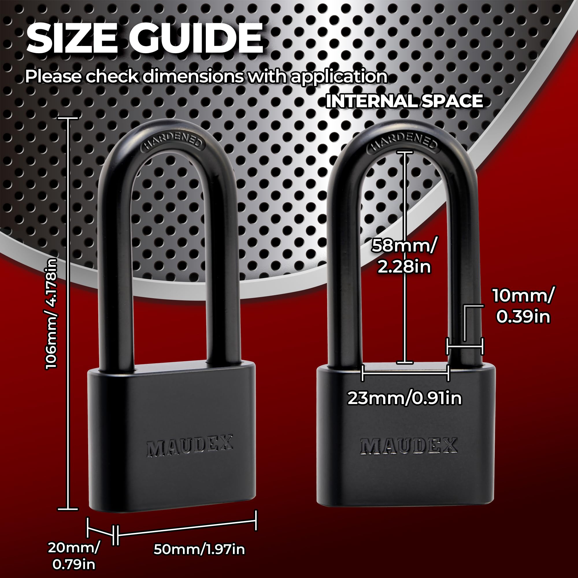 Maudex® PBE50 Padlock, All-Weather Protection with 5 Keys, Brass Cylinder, Weather-Resistant Coating for Outdoor Shed Gate - Image 2
